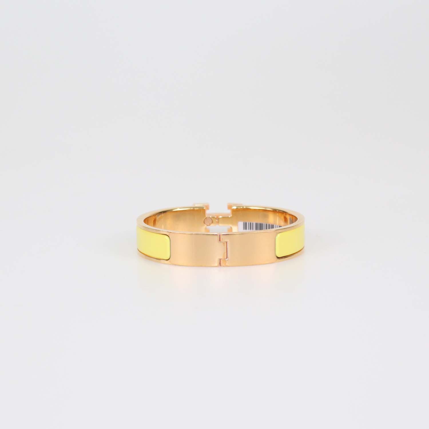 Hermes Rose Gold Tone Metal Yellow Enamel Clic H Bracelet PM