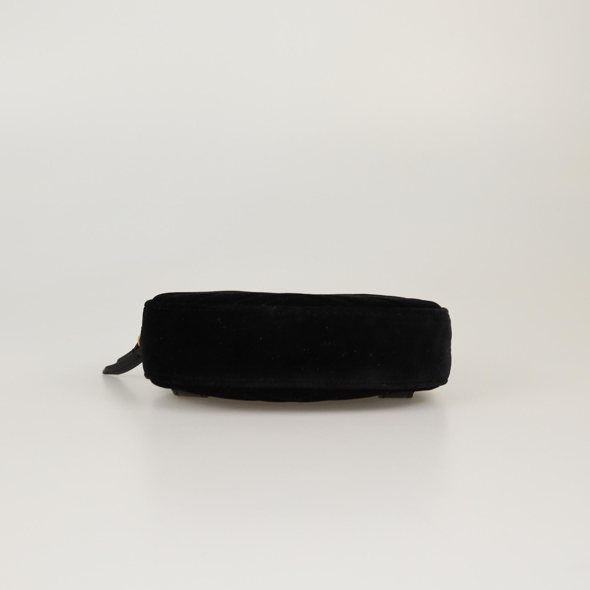 Gucci Black Velvet Matelasse GG Marmont Belt Bag Womens Gucci