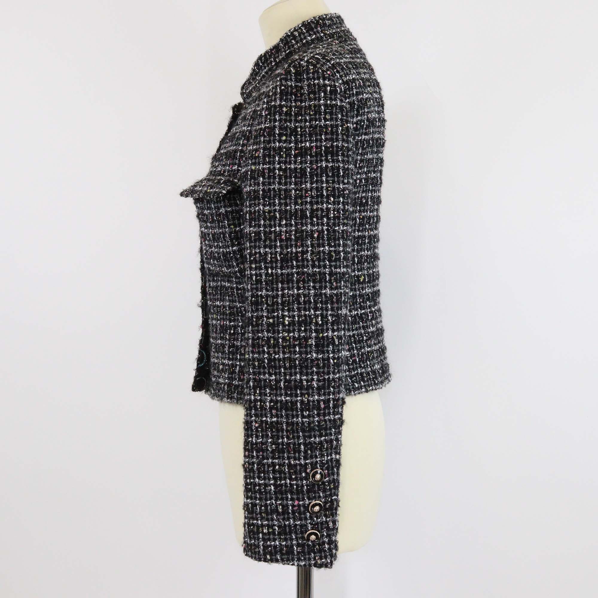 Chanel Black Tweed Blend Wool Long Sleeve Jacket