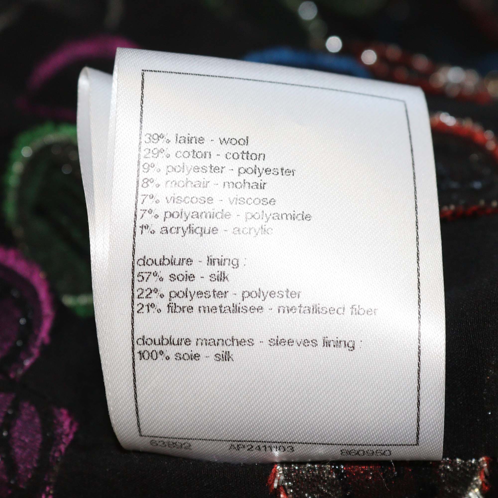 Chanel Black Tweed Blend Wool Long Sleeve Jacket