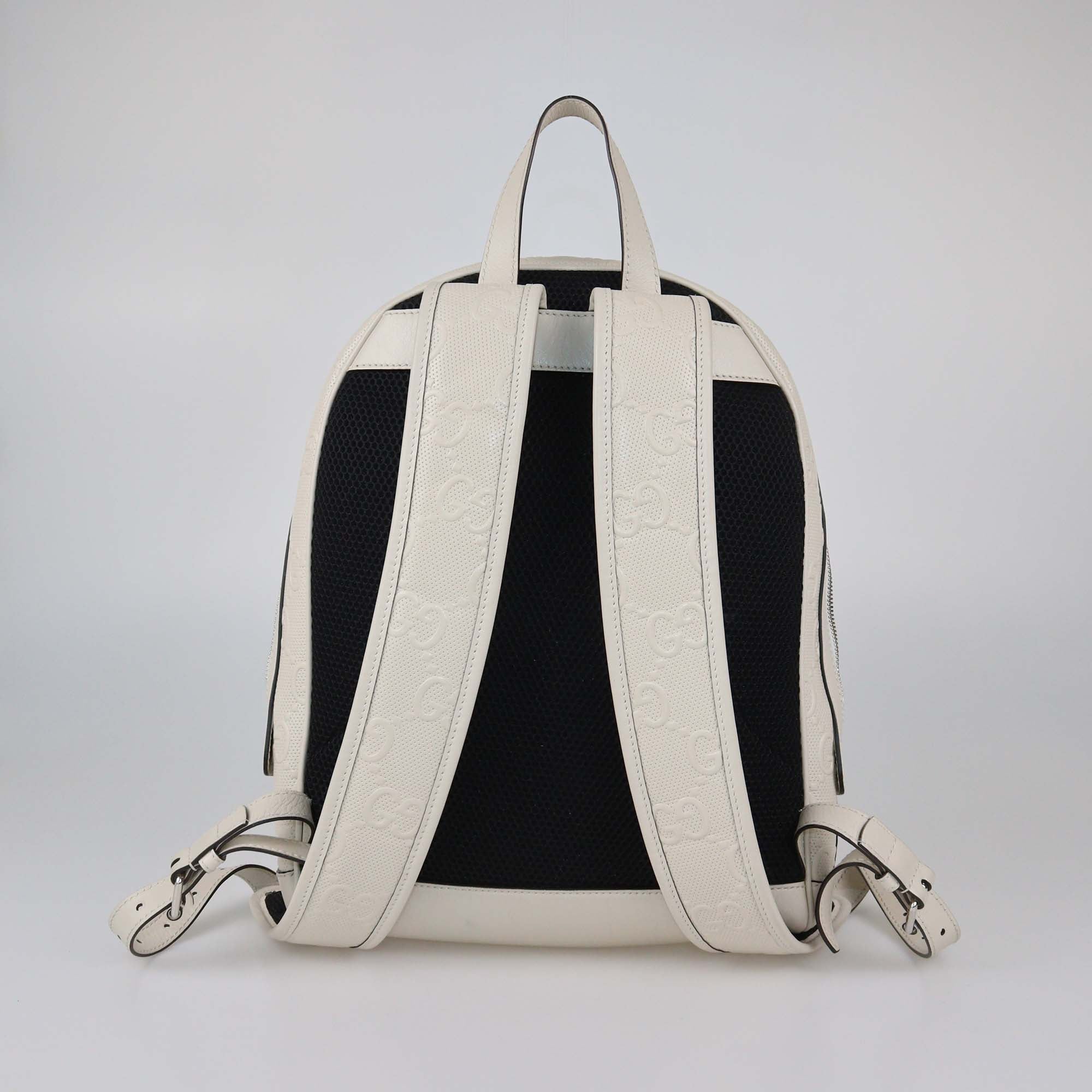 Gucci Off White Jumbo GG Embossed Leather Backpack