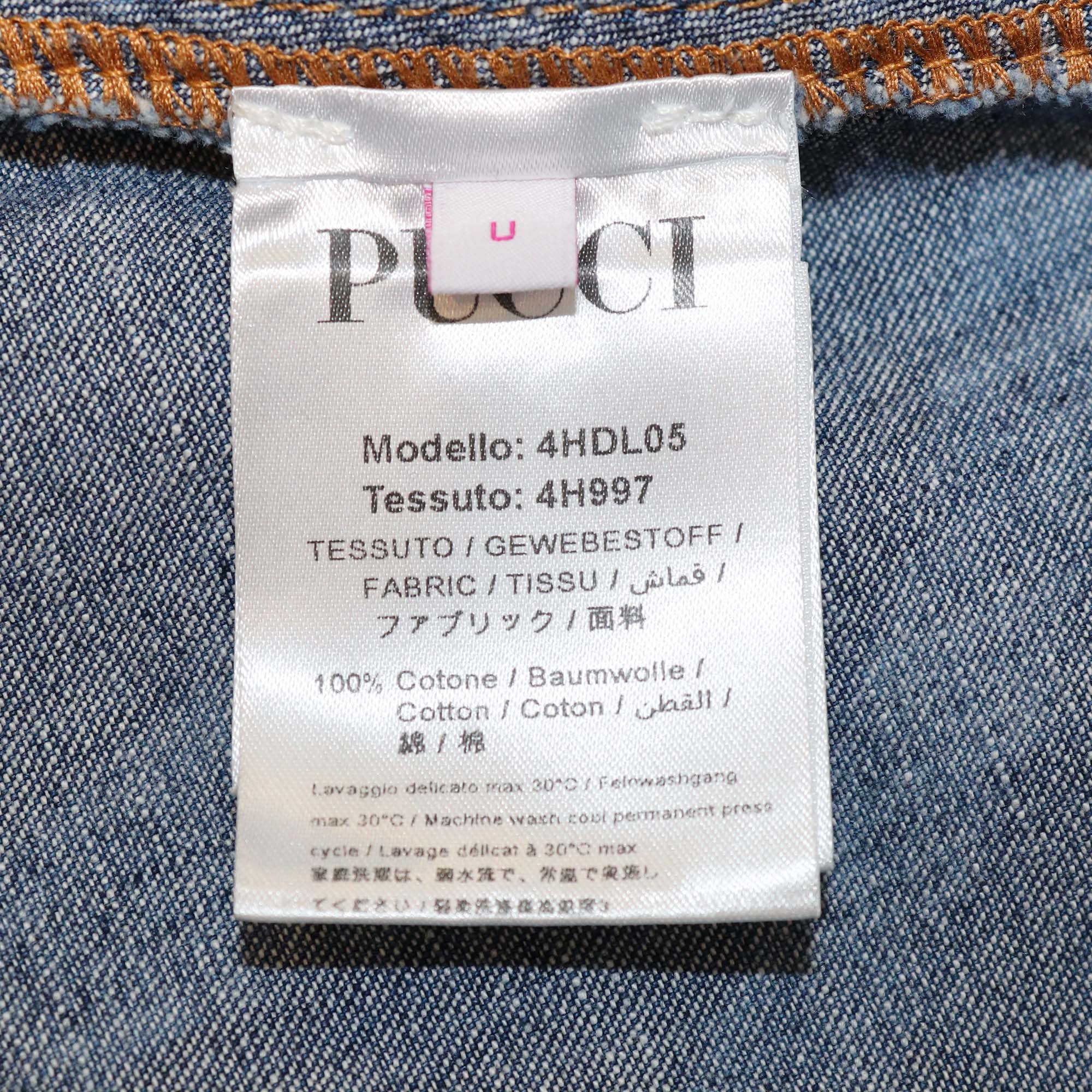 Pucci Blue Denim Marmo Print Kaftan Dress