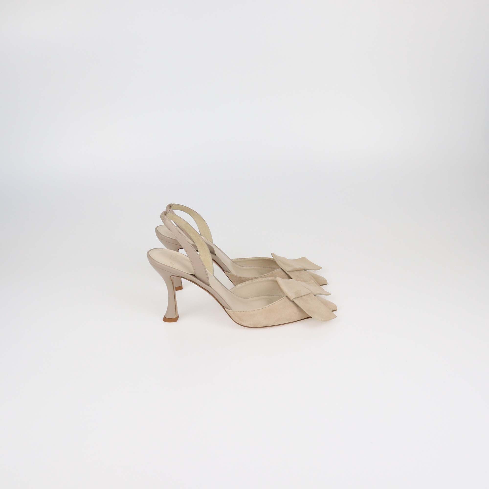 Alexandre Birman Beige Suede Bonny Slingback Pumps