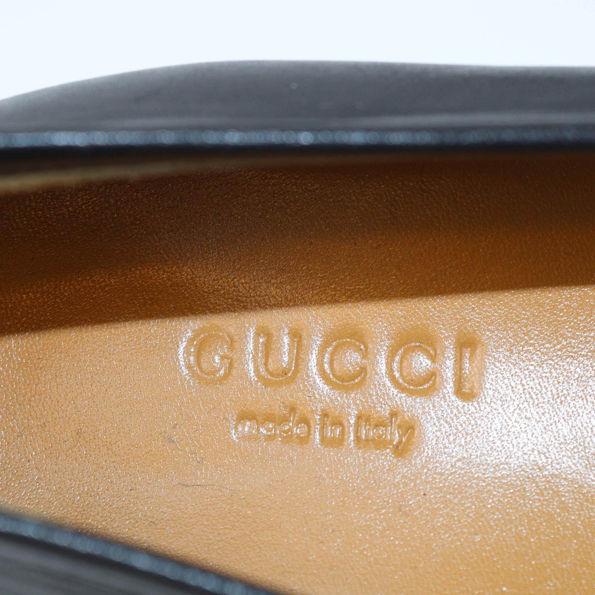 Gucci Black Leather Jordaan Horsebit Loafers