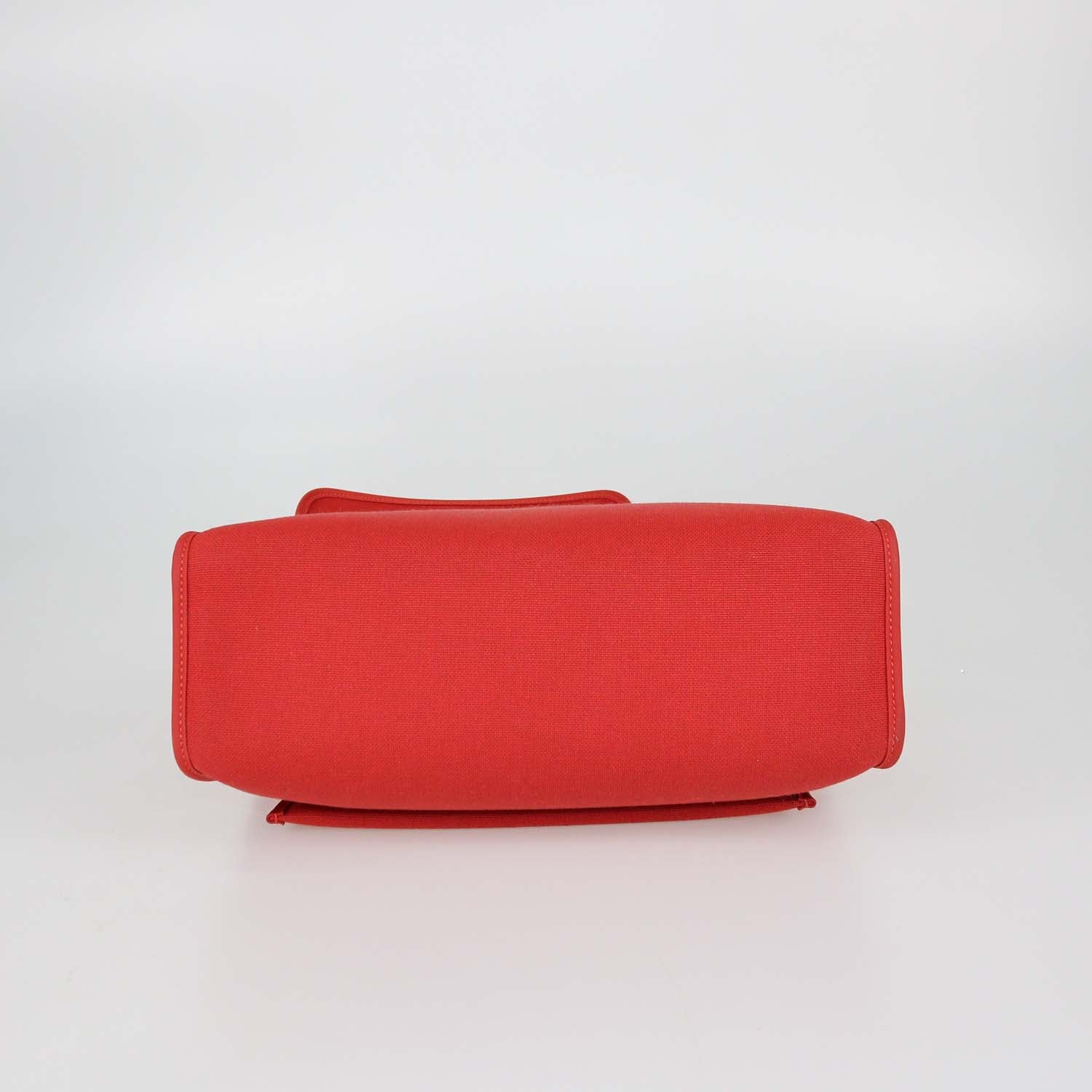 Hermes Rouge Tomate, Natural Canvas and Leather Herbag Sellier Zip 31 Bag