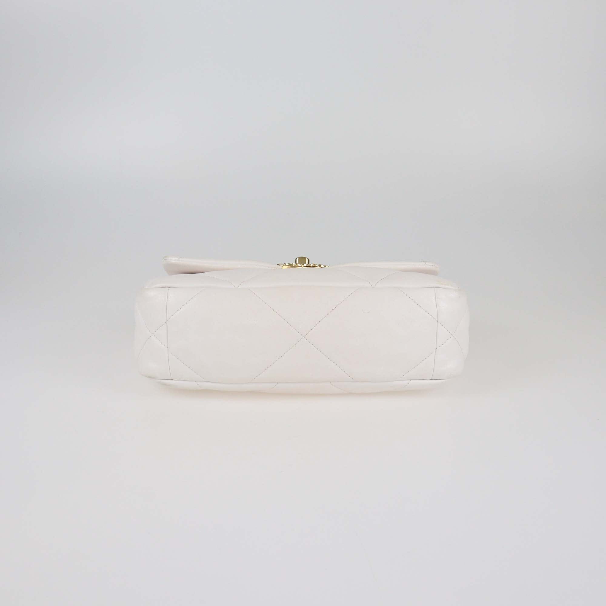 Chanel White Quilted Medium 19 Flap Bag Womens Chanel