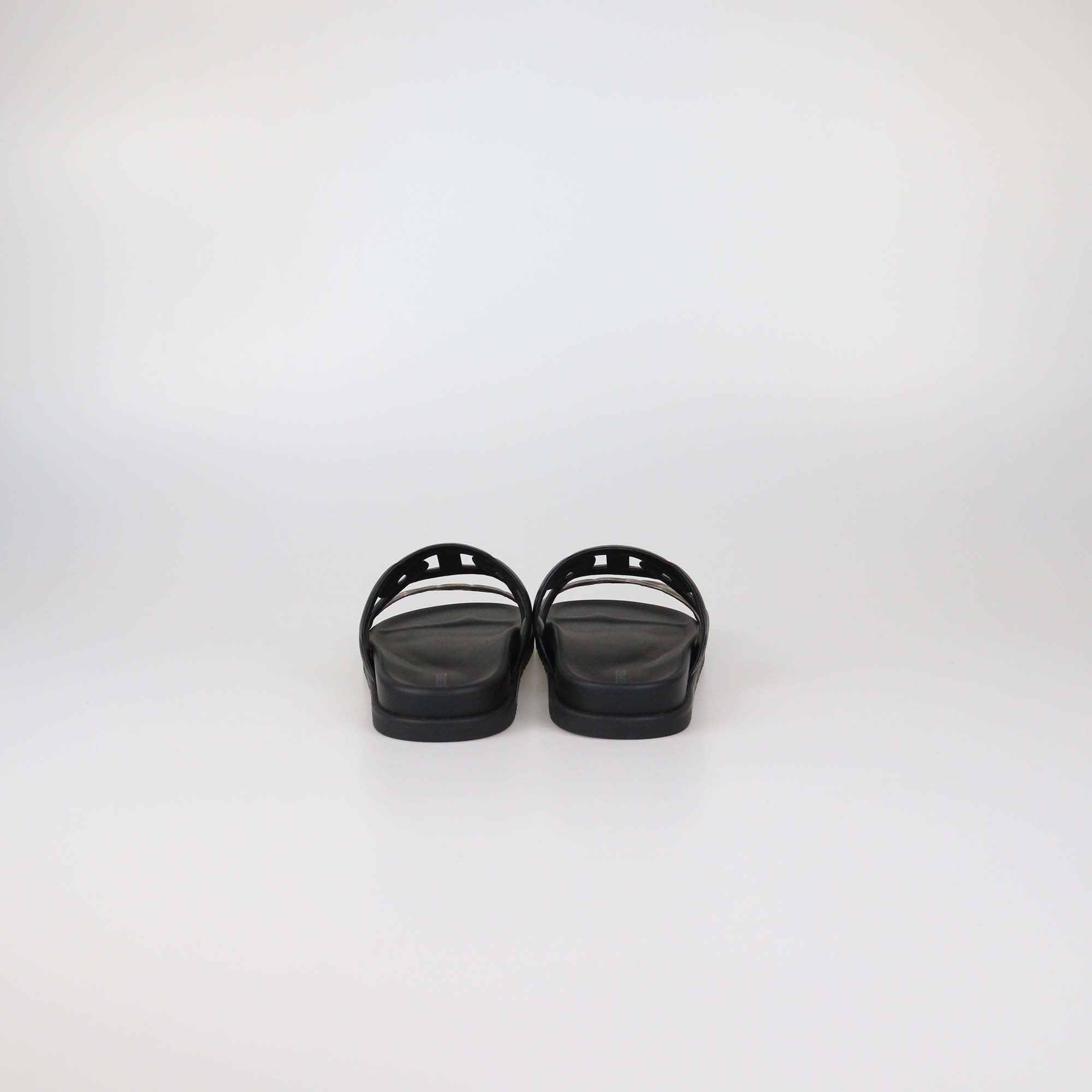 Hermes Black/Mordore Leather Extra Sandals