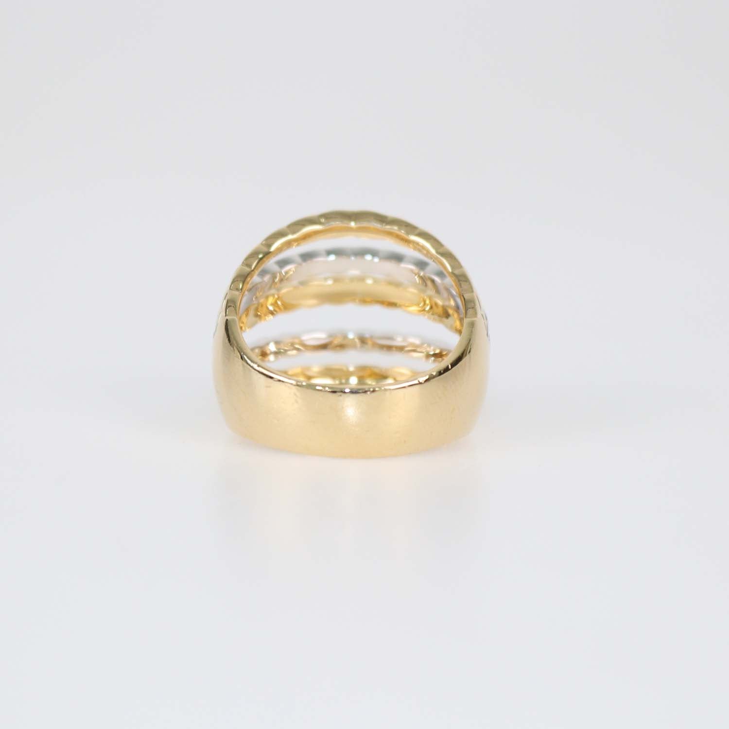 Chanel Two-Tone 18K Gold Diamond Quilted Coco Crush Cocktail Ring Size 11 US