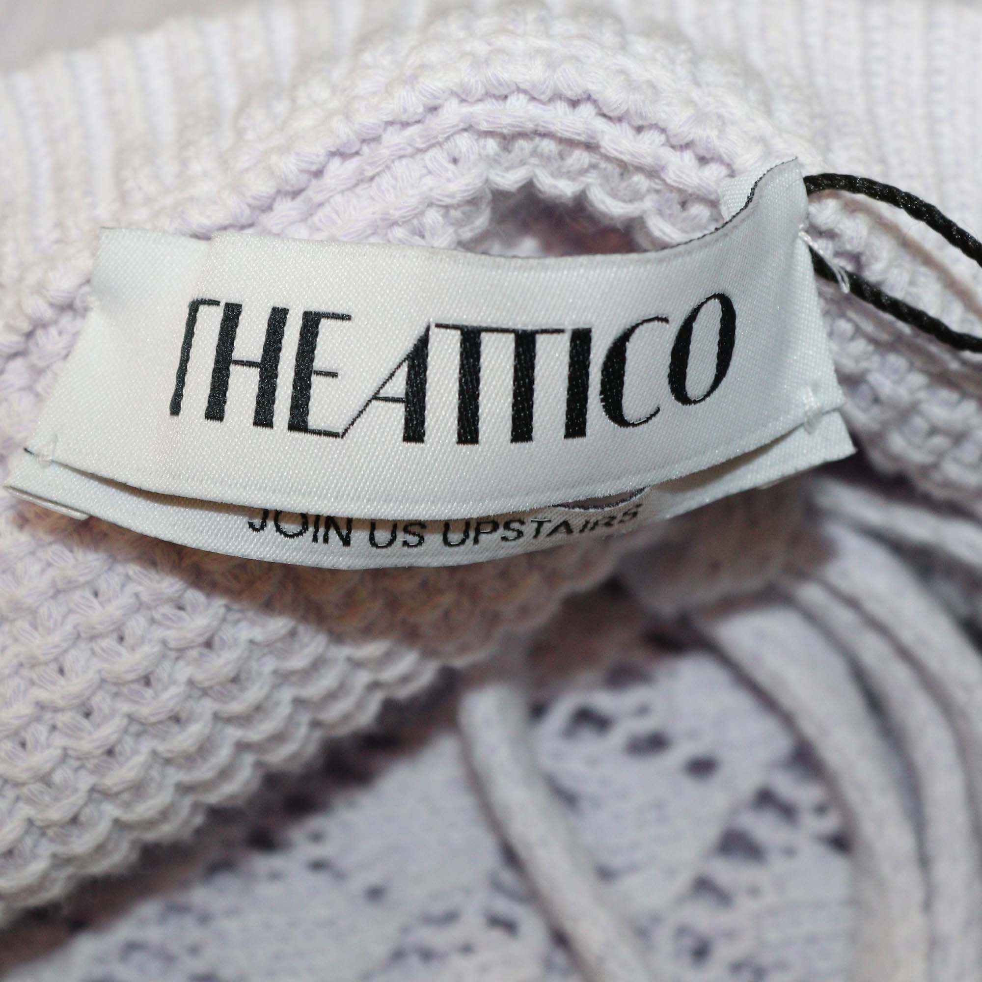 The Attico Lilac Crochet Blend Cotton Long Sleeve Mini Dress