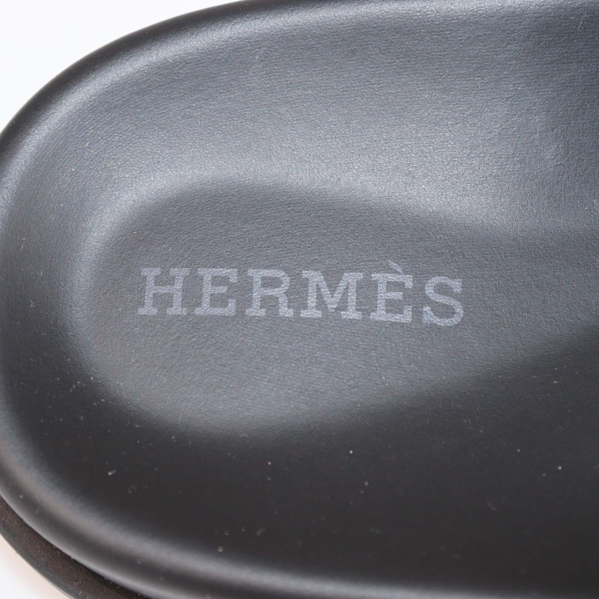 Hermes Black/Mordore Leather Extra Sandals