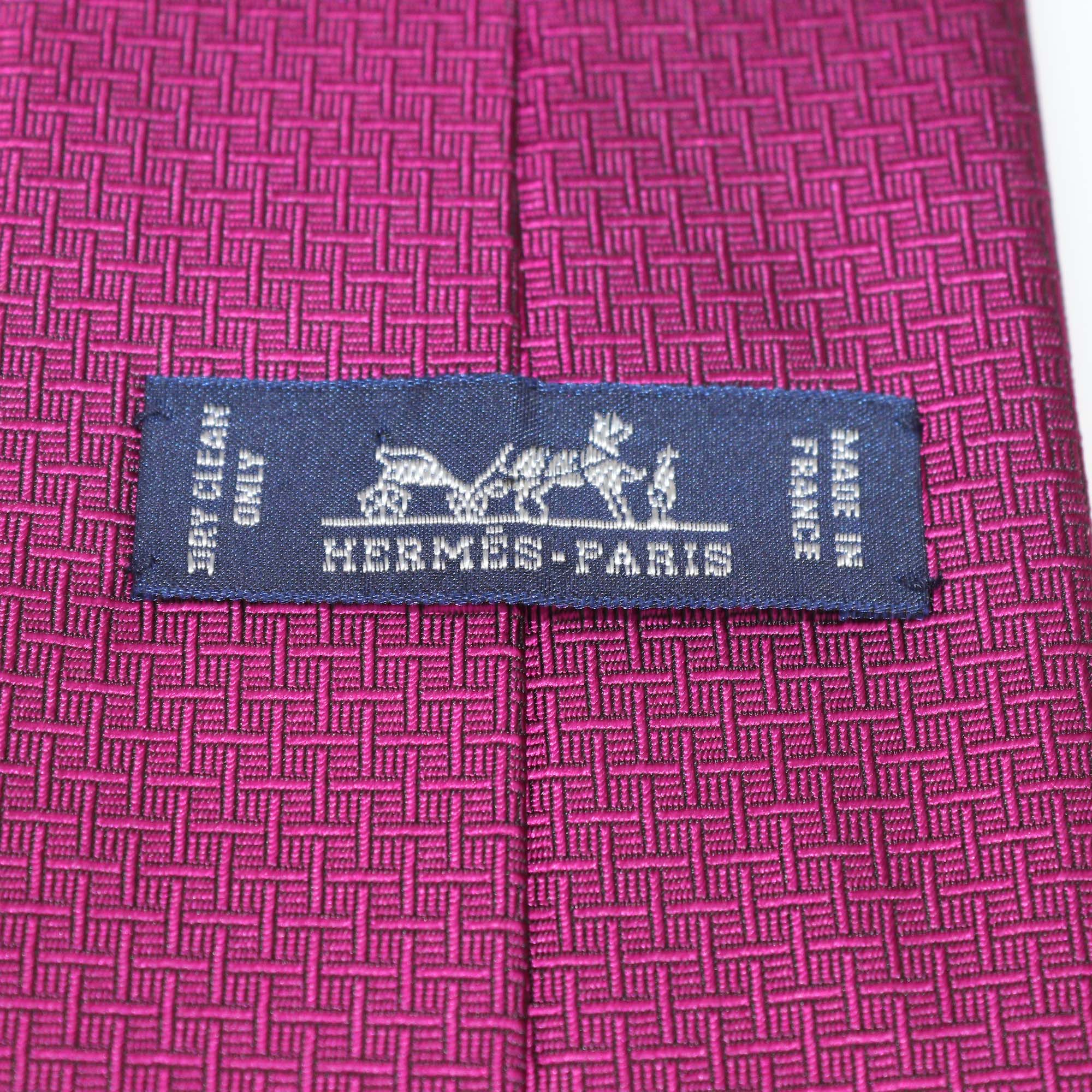 Hermes Fuchsia Silk Geometrical H Tie