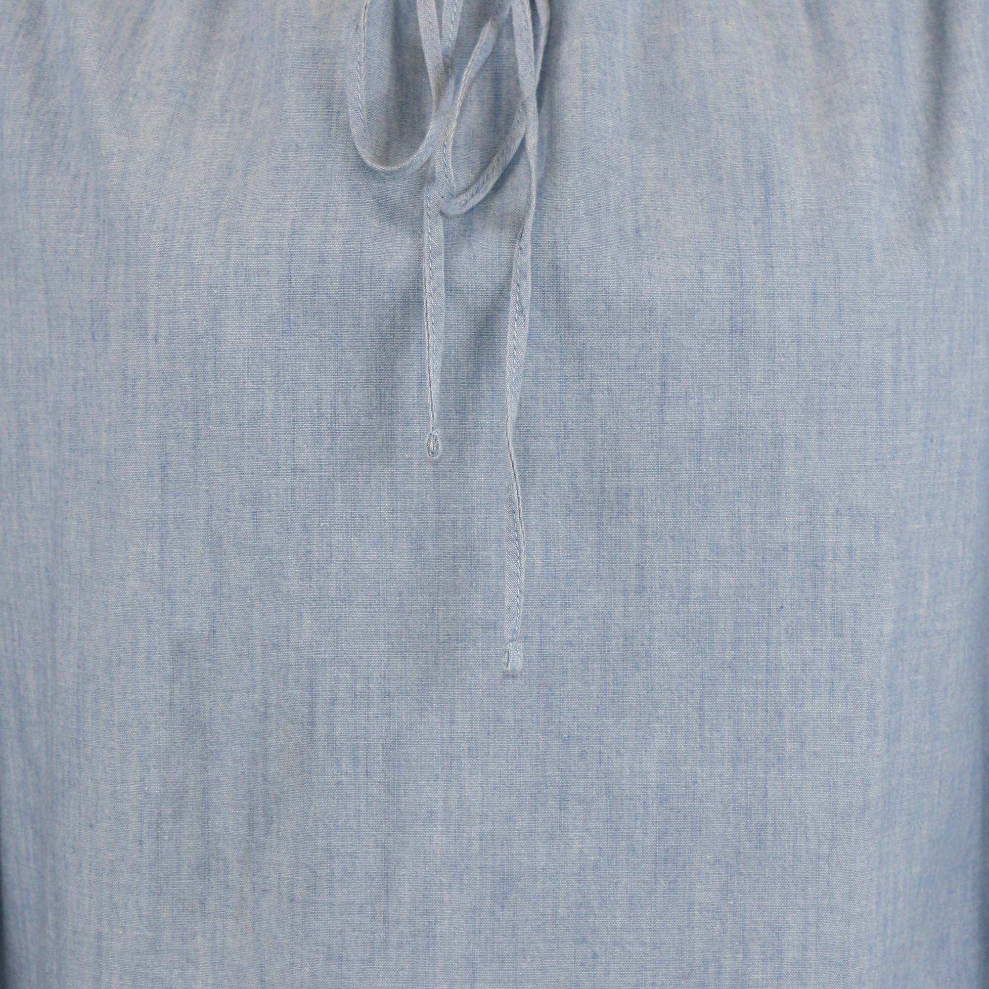 Chloe Washed Blue Cotton Long Sleeve Chambray Blouse