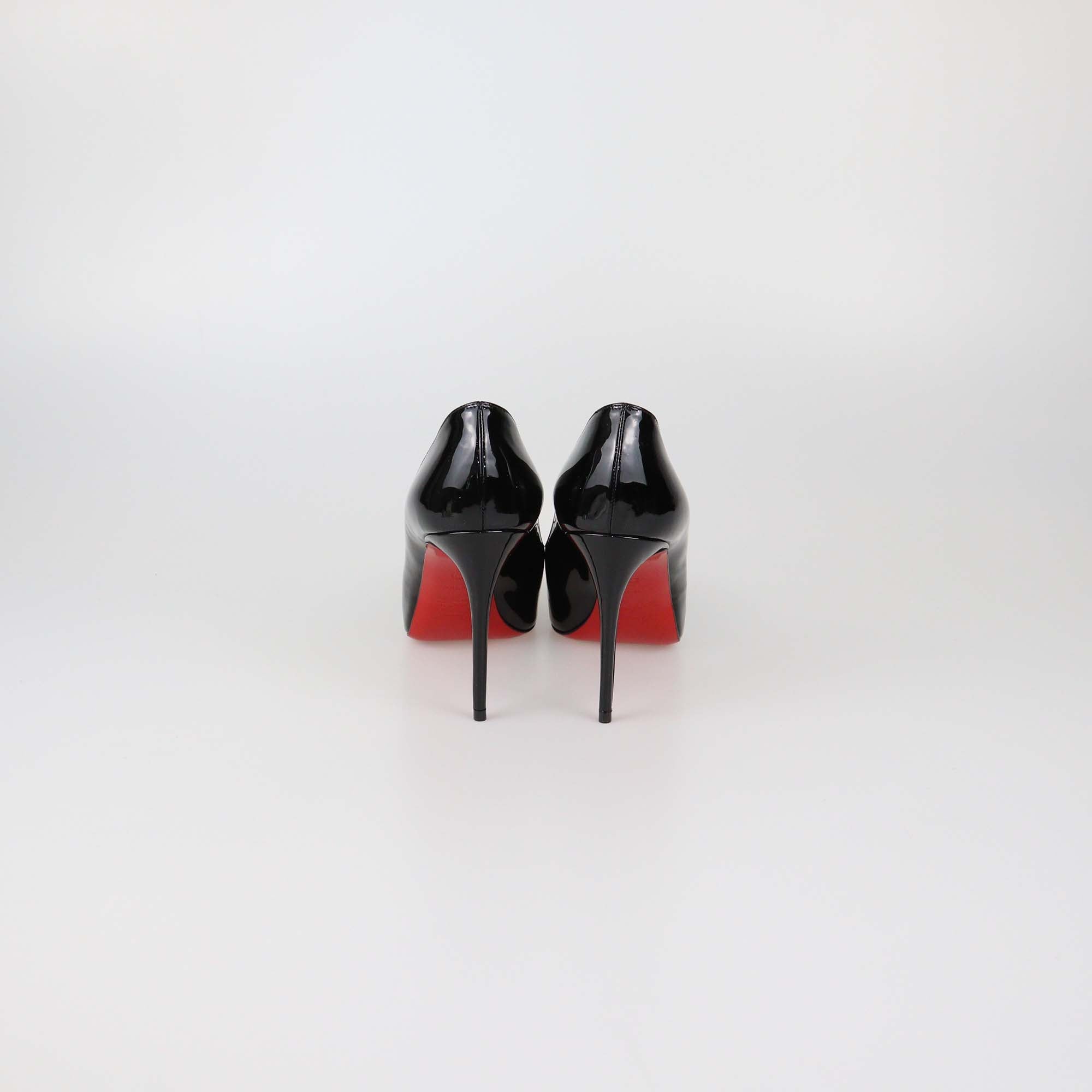 Christian Louboutin Black Patent Leather New Very Prive Peep Toe Pumps