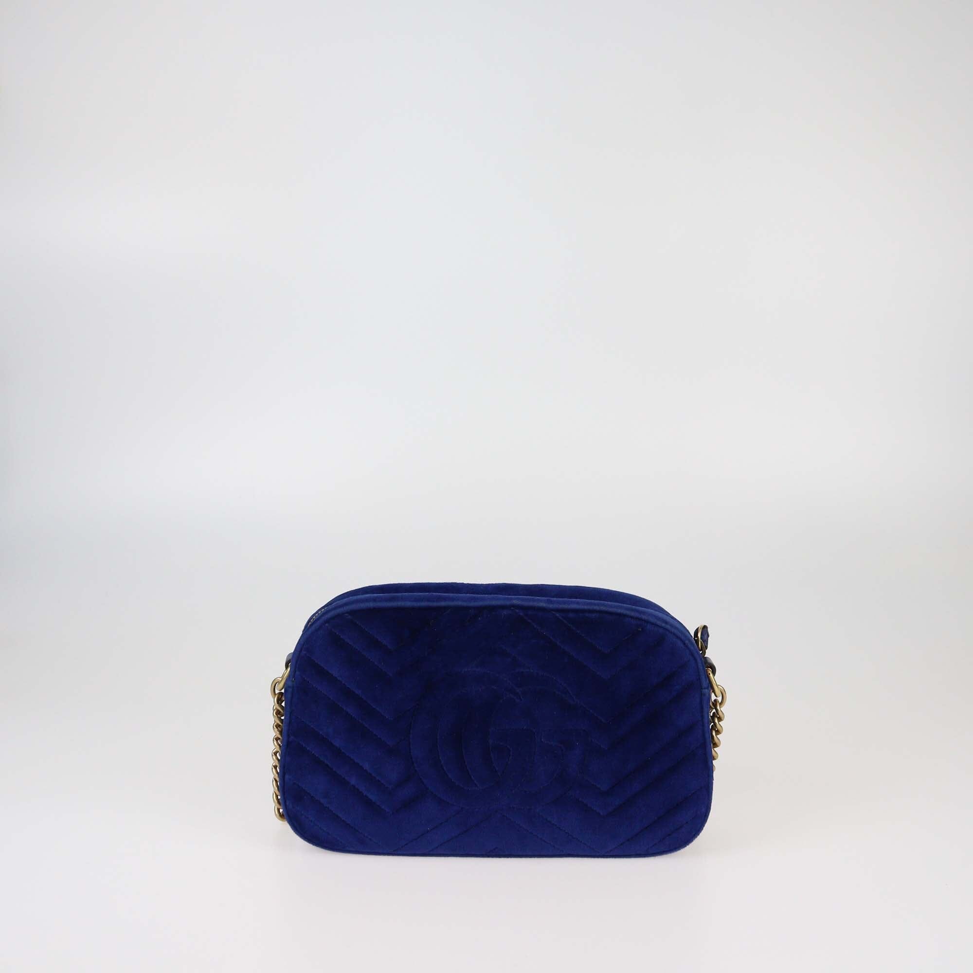 Gucci Blue Matelasse Small GG Marmont Camera Shoulder Bag Womens Gucci