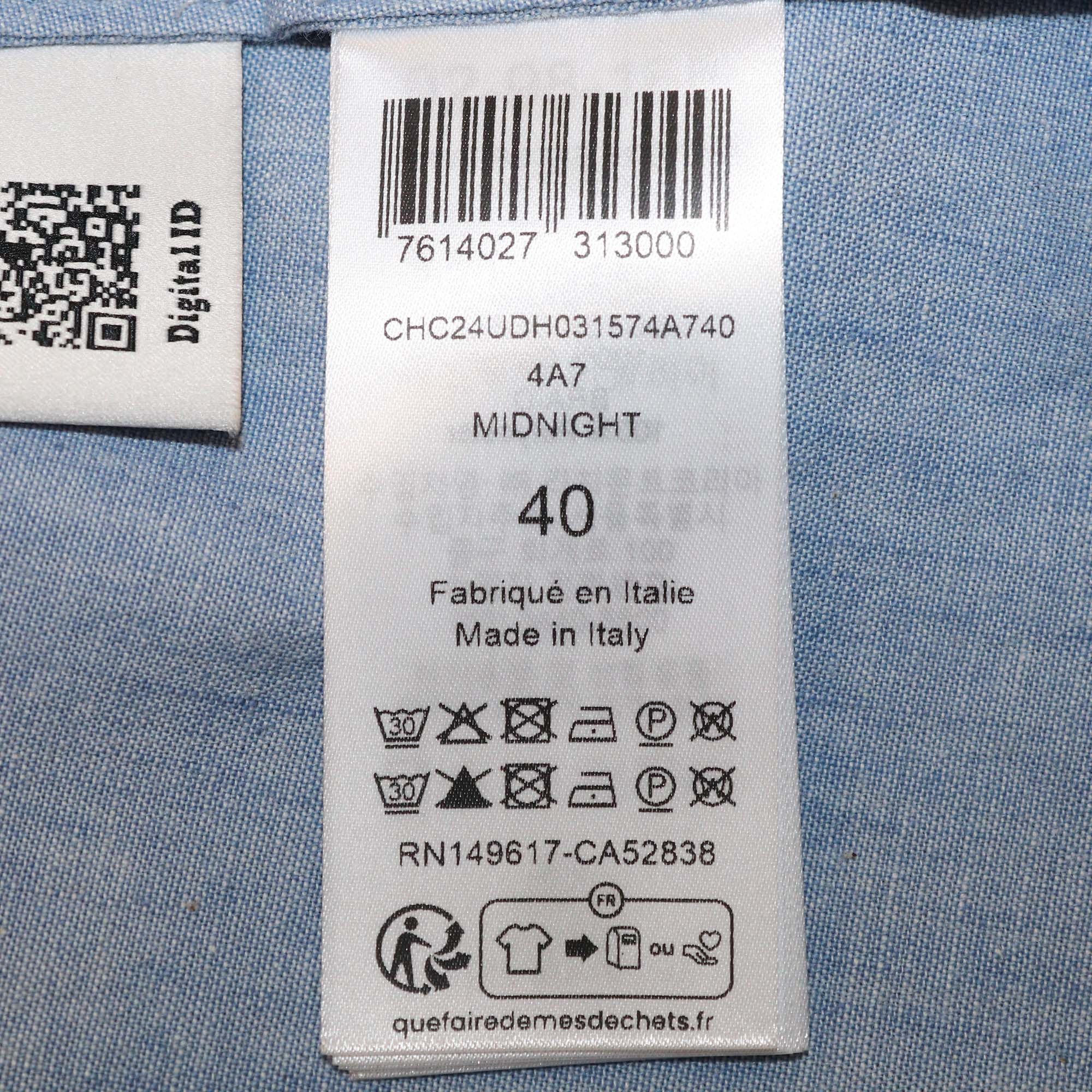 Chloe Washed Blue Cotton Long Sleeve Chambray Blouse