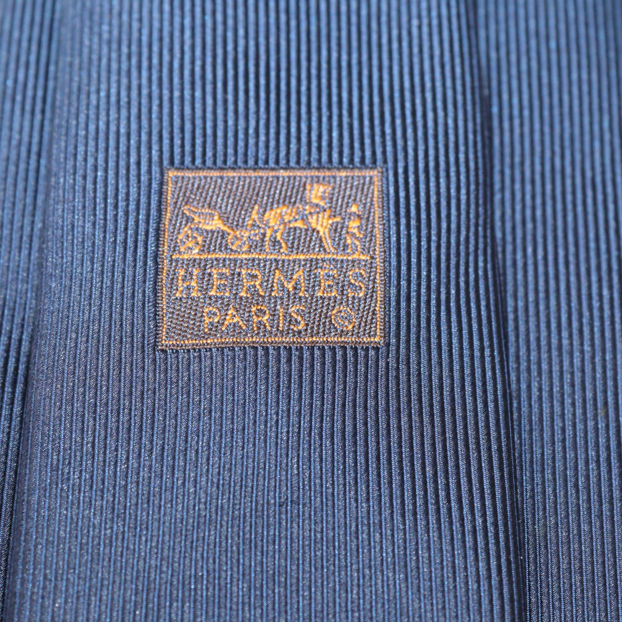 Hermes Blue Silk Tip Print Tie