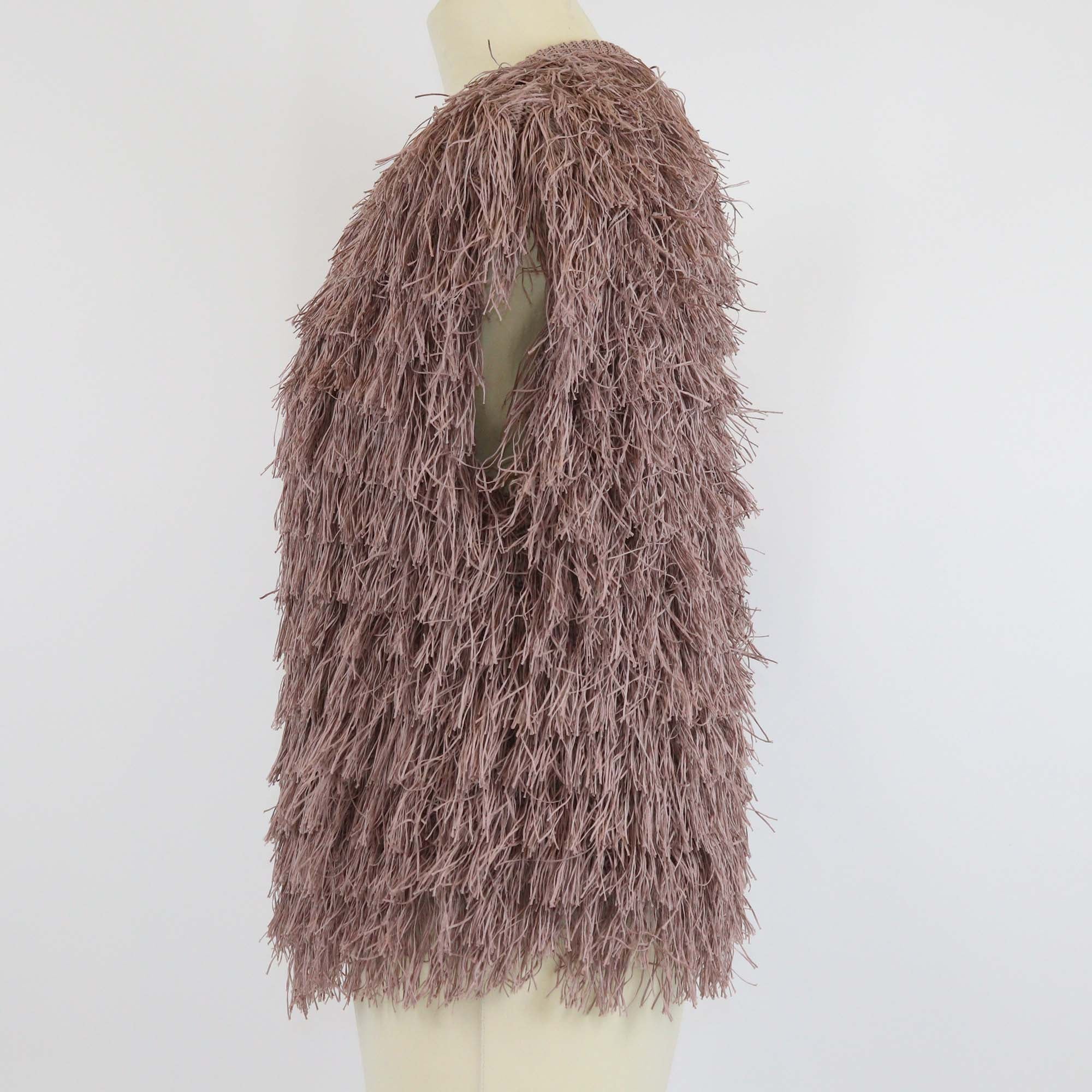 Brunello Cucinelli Mauve Cotton Fringe Sleeveless Vest