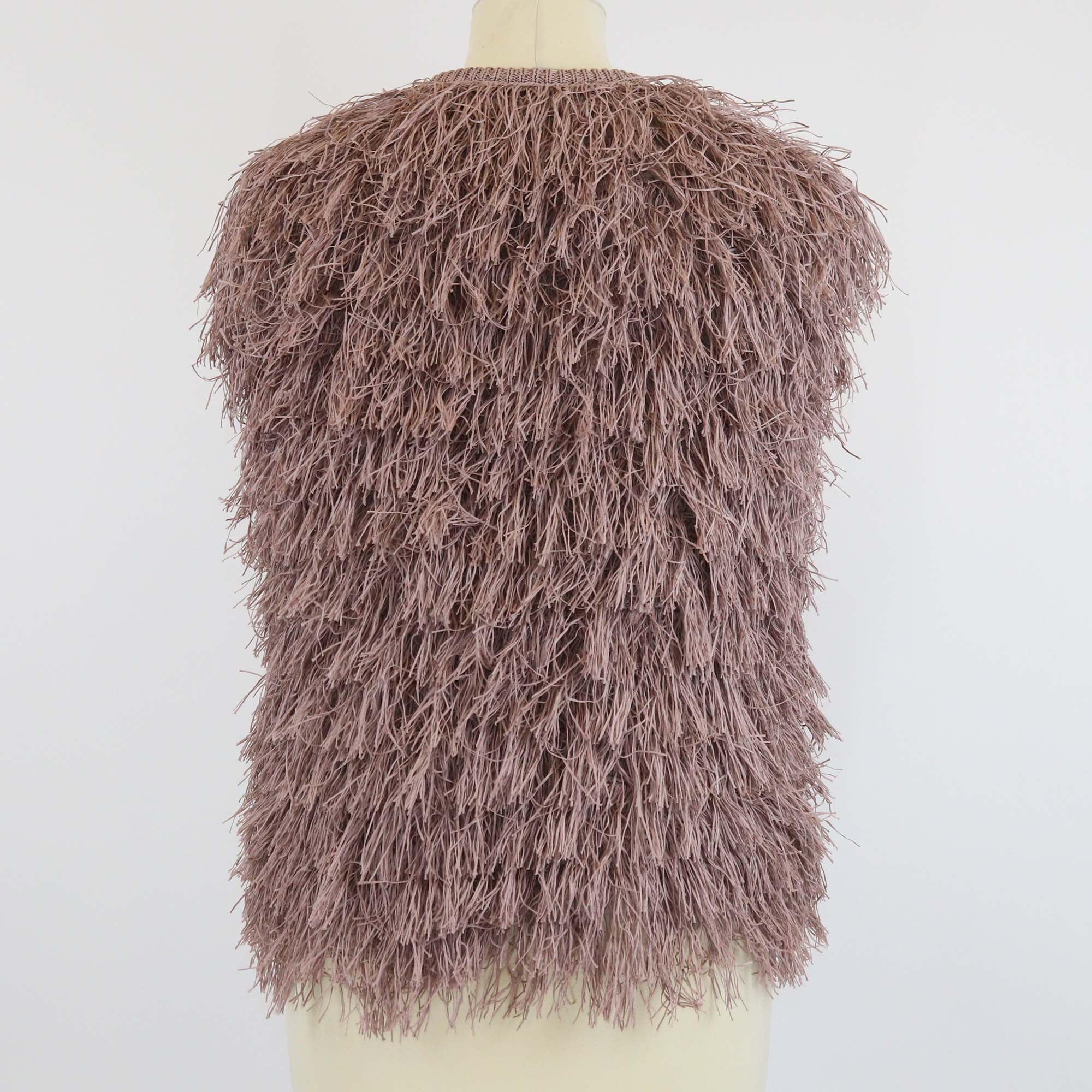 Brunello Cucinelli Mauve Cotton Fringe Sleeveless Vest