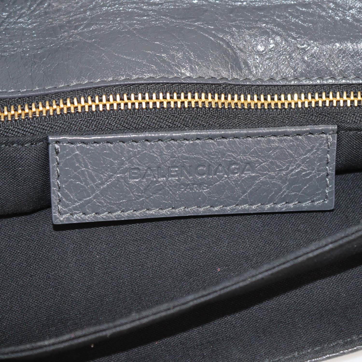 Balenciaga Grey Leather Envelope Clutch Crossbody Bag