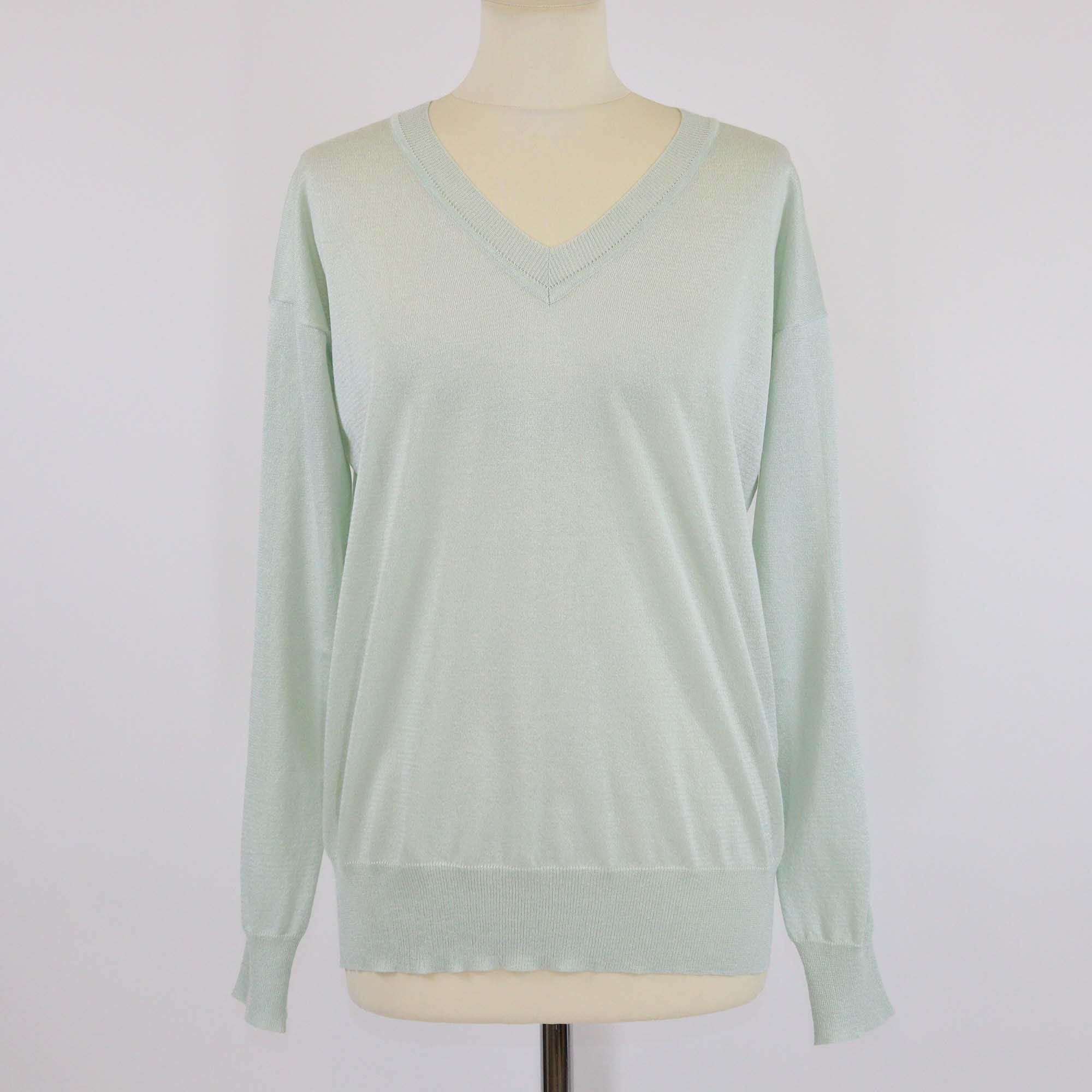 Zadig & Voltaire Light Green Viscose V Neck Thin Sweater
