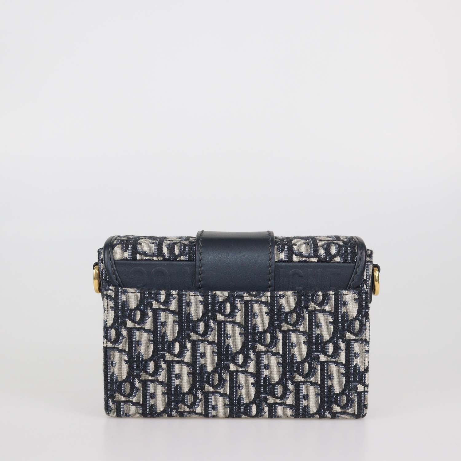 Christian Dior Navy Blue Oblique Canvas and Leather 30 Montaigne Bag