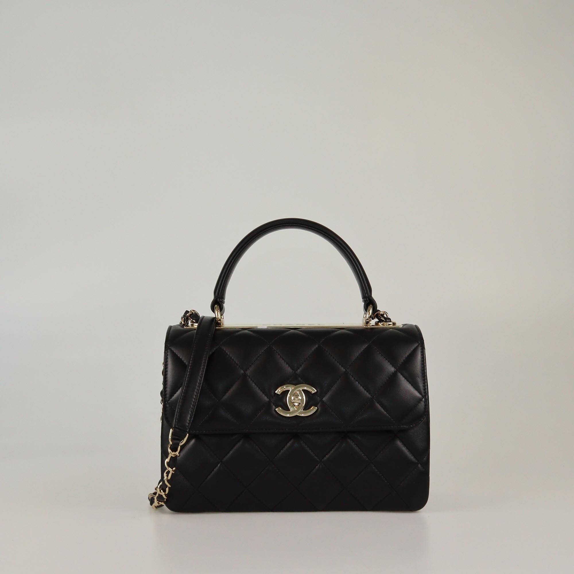 Chanel Black Quilted Small Trendy CC Top Handle Bag Womens Chanel