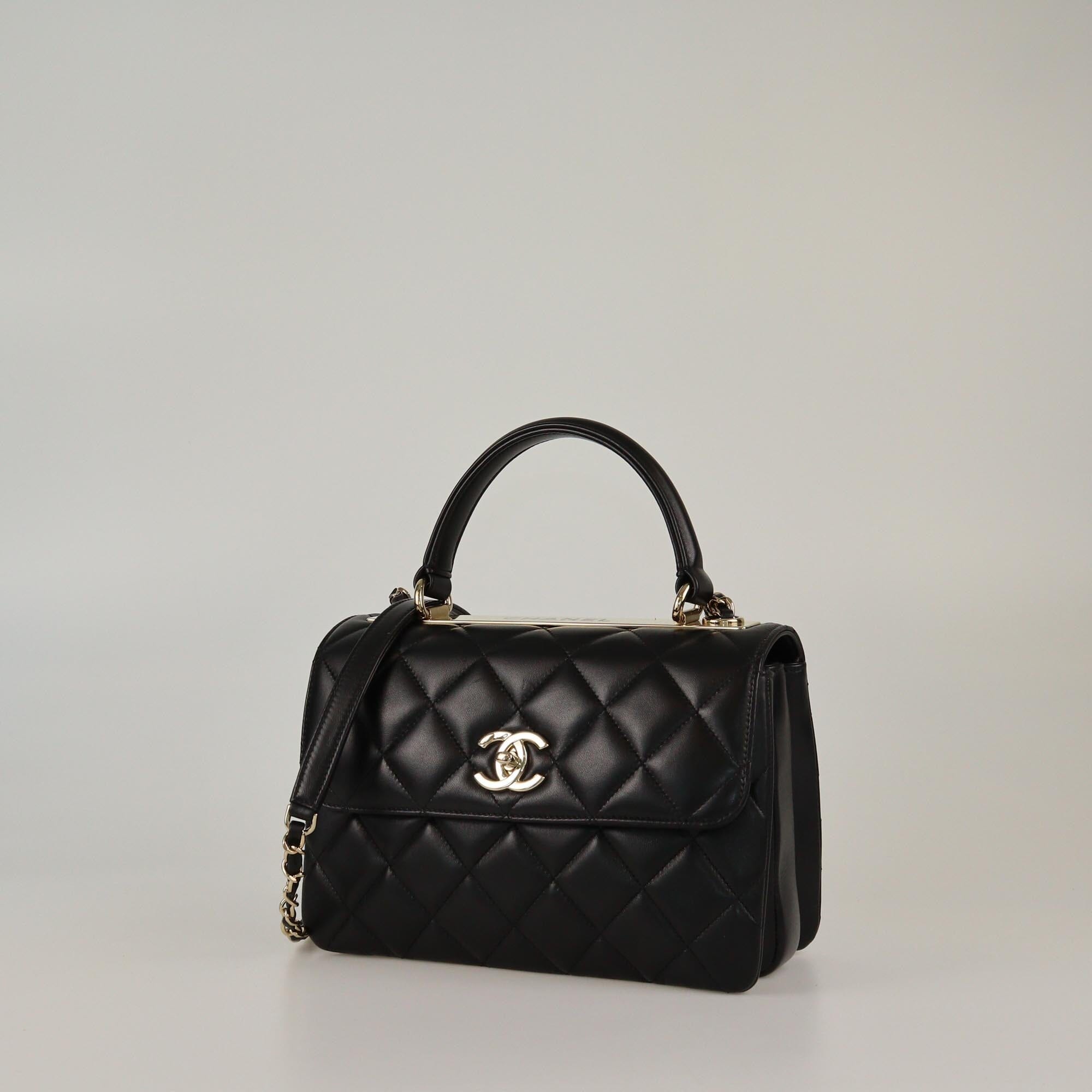 Chanel Black Quilted Small Trendy CC Top Handle Bag Womens Chanel