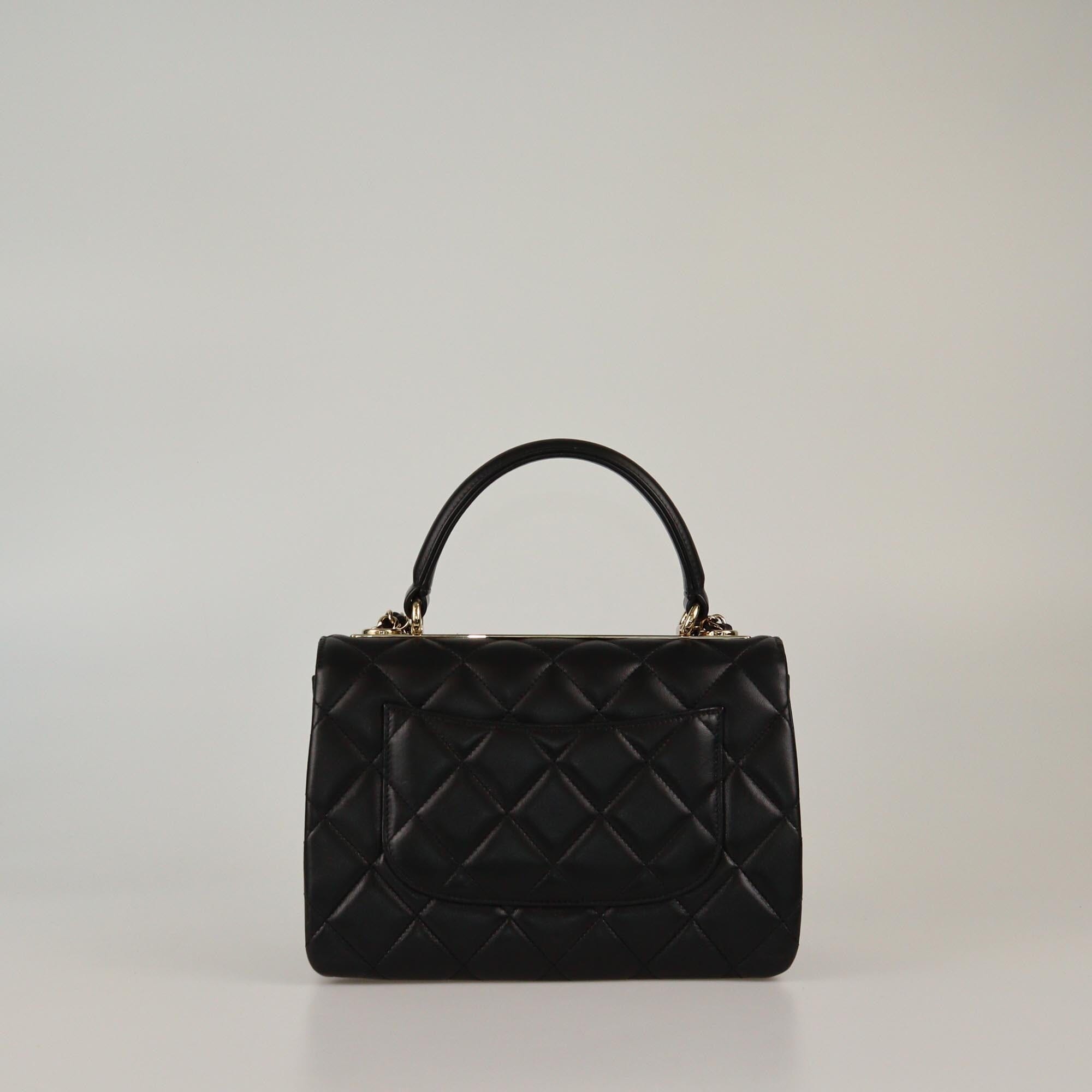 Chanel Black Quilted Small Trendy CC Top Handle Bag Womens Chanel