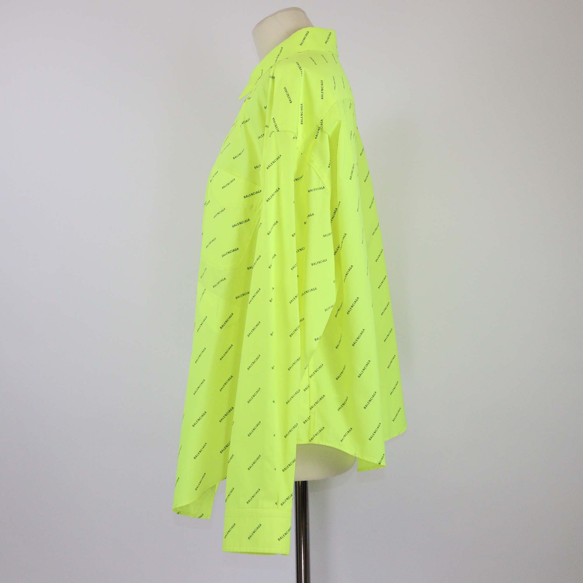 Balenciaga Fluorescent Yellow/Black Cotton Allover Swing Shirt
