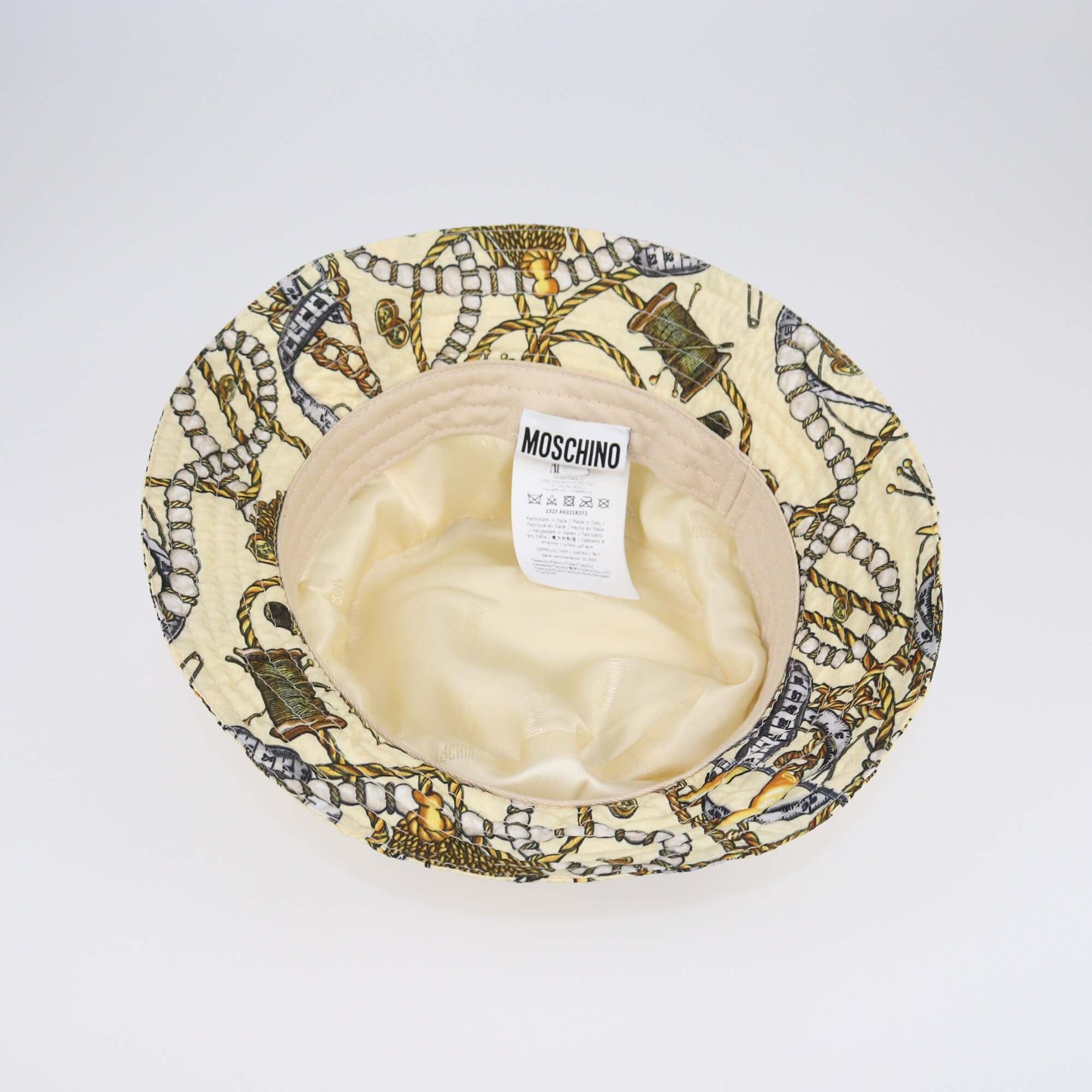 Moschino Cream Printed Bucket Hat Womens Moschino