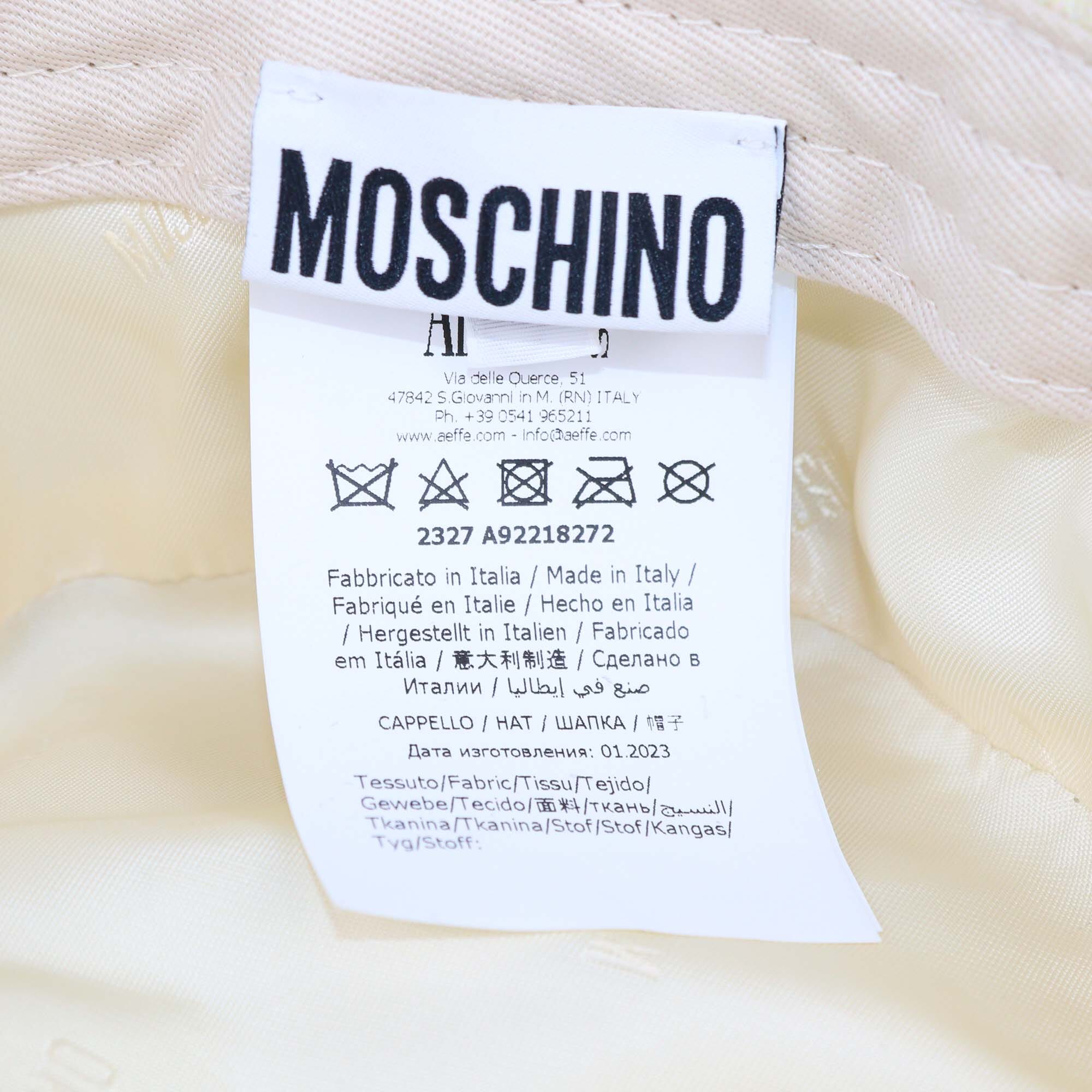 Moschino Cream Printed Bucket Hat Womens Moschino