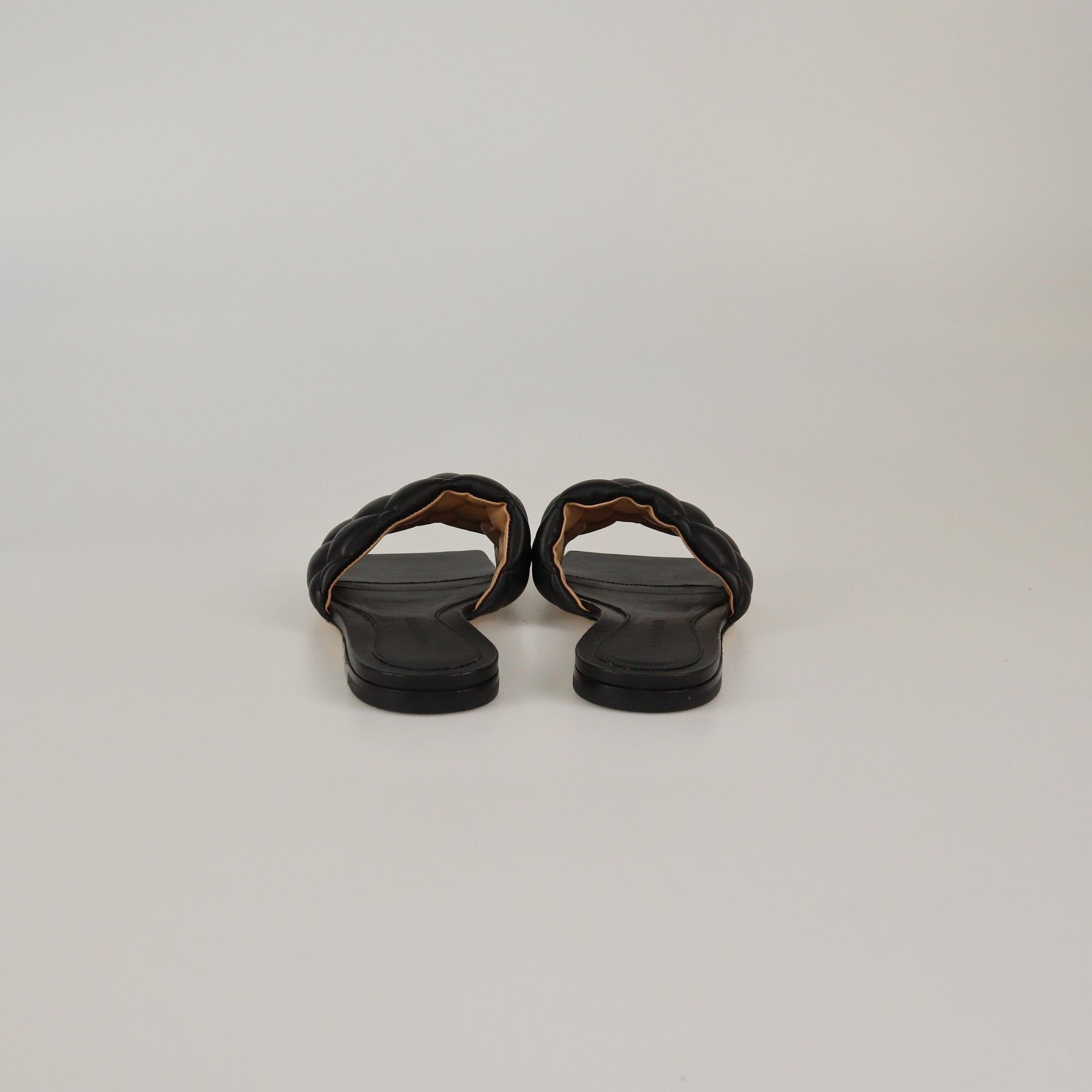 Bottega Veneta Black Quilted Padded Flat Sandals Womens Bottega Veneta