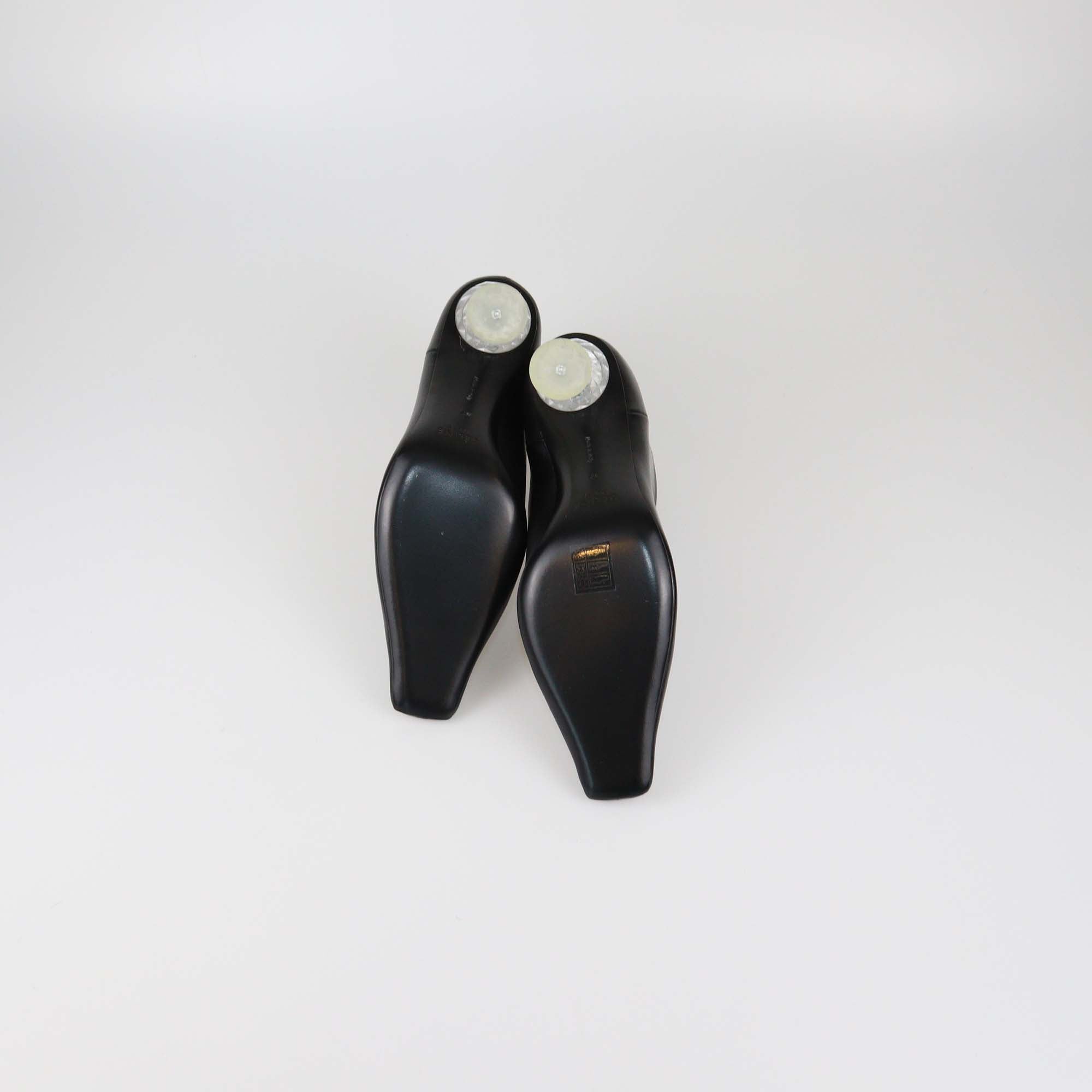 Celine Black Leather Clear Spiked Heel Booties