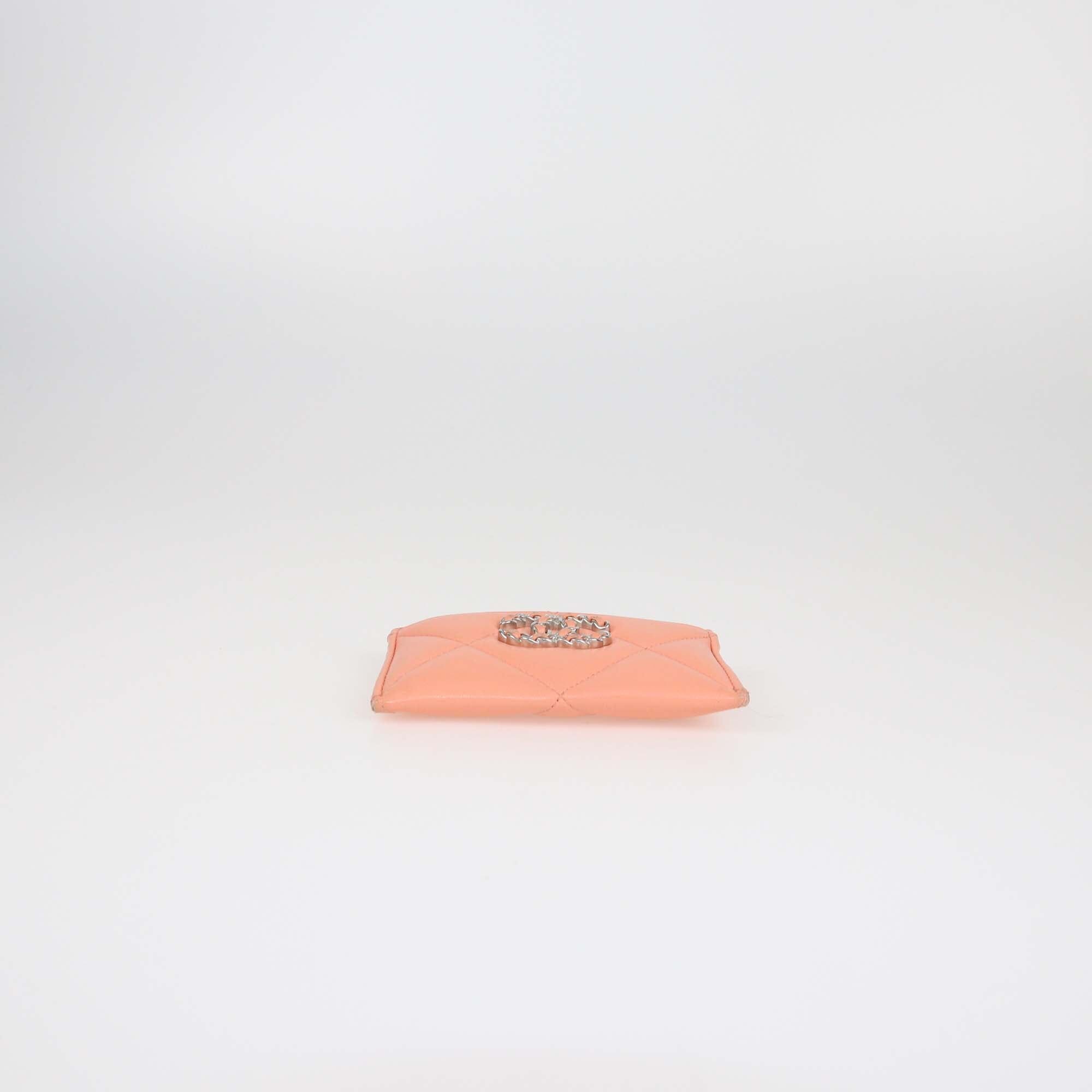 Chanel Peach Quilted 19 Card Holder Womens Chanel