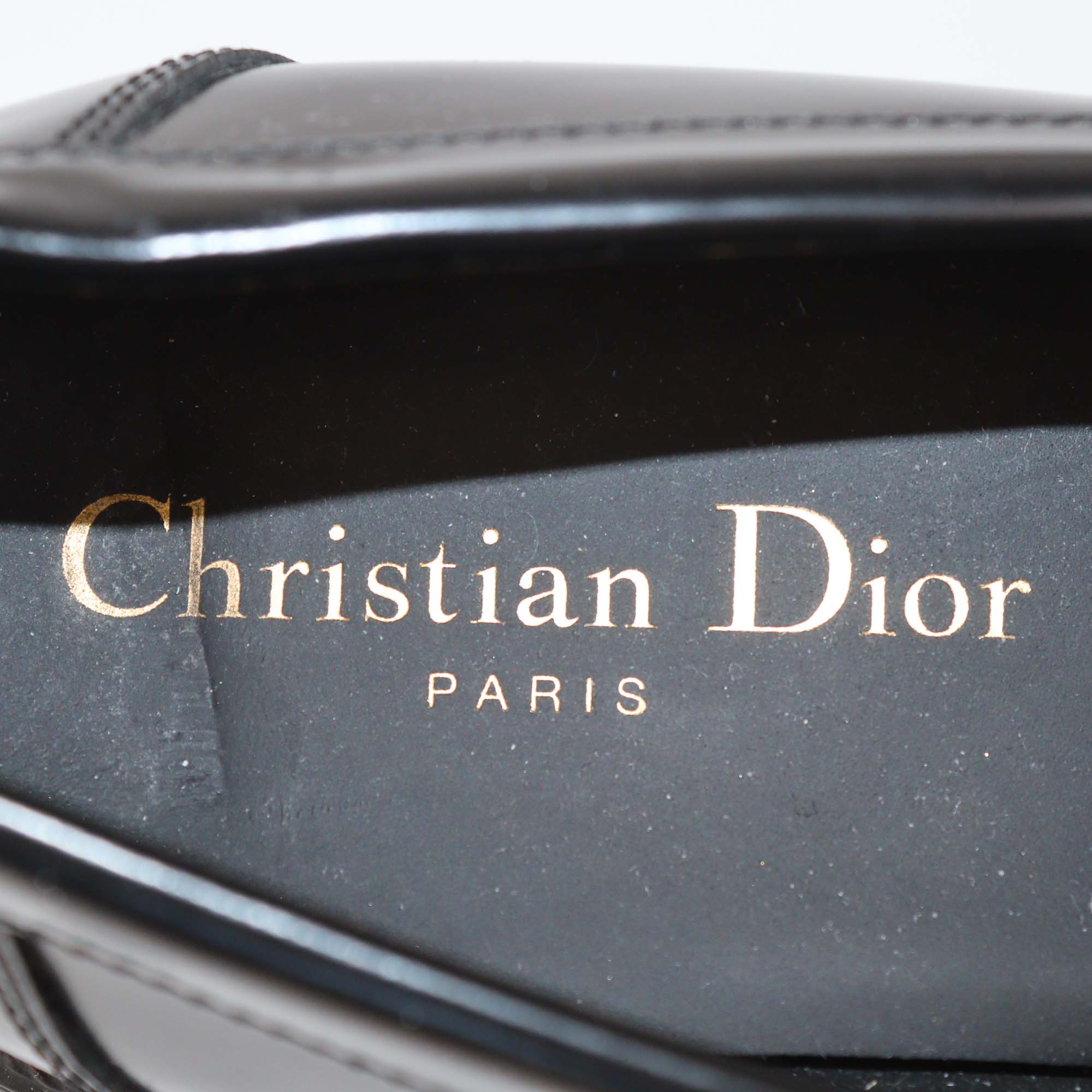 Christian Dior Black Glazed Leather Code Loafers