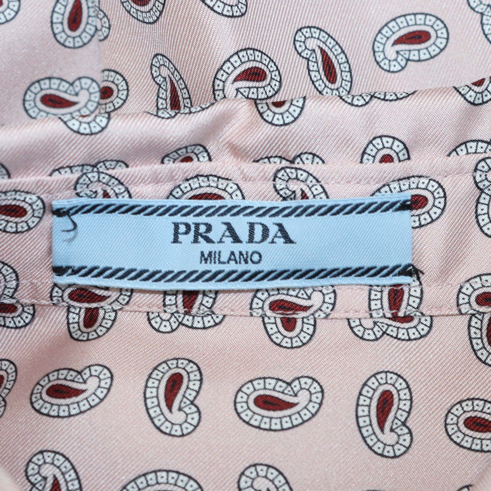 Prada Pink Silk Printed Twill Shirt