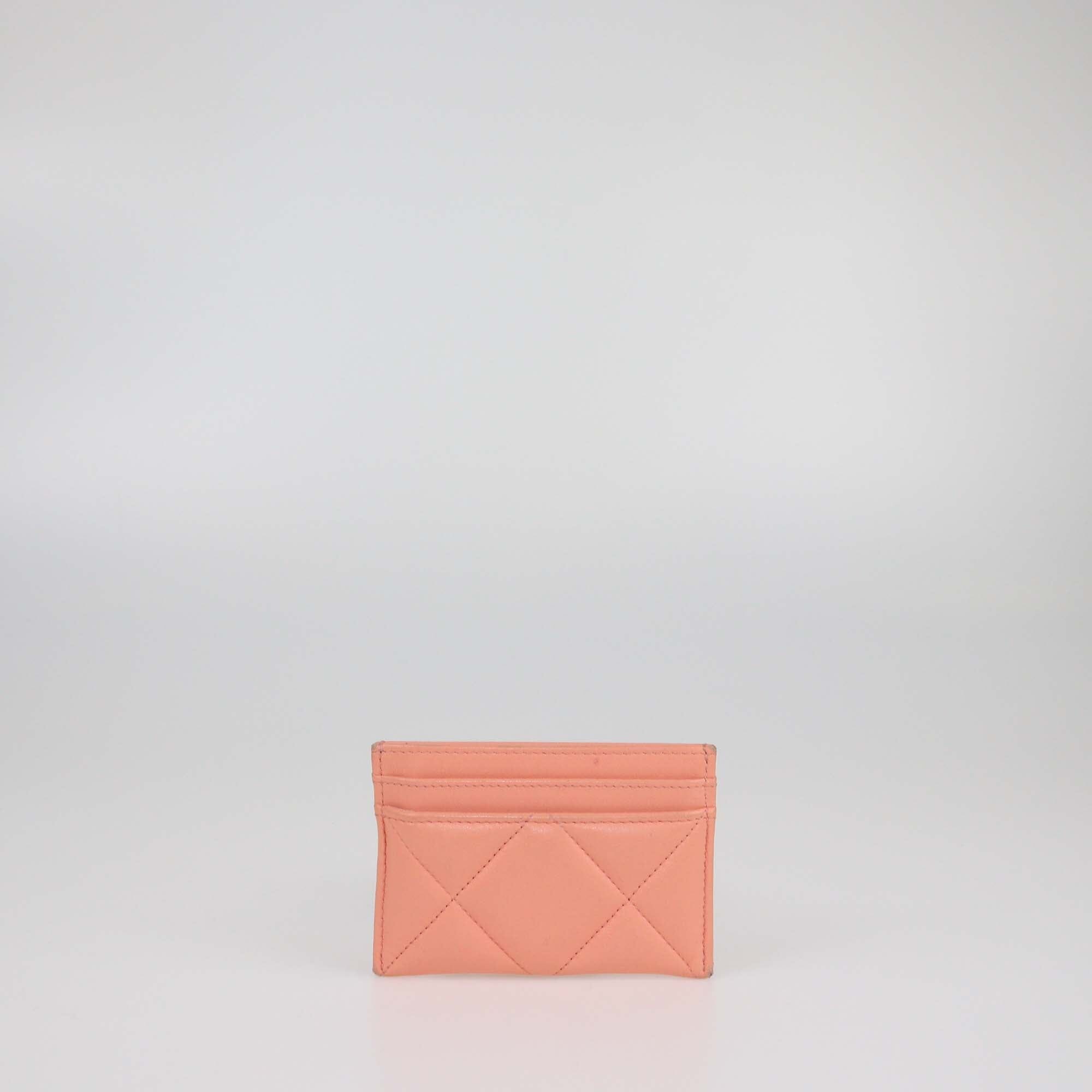 Chanel Peach Quilted 19 Card Holder Womens Chanel