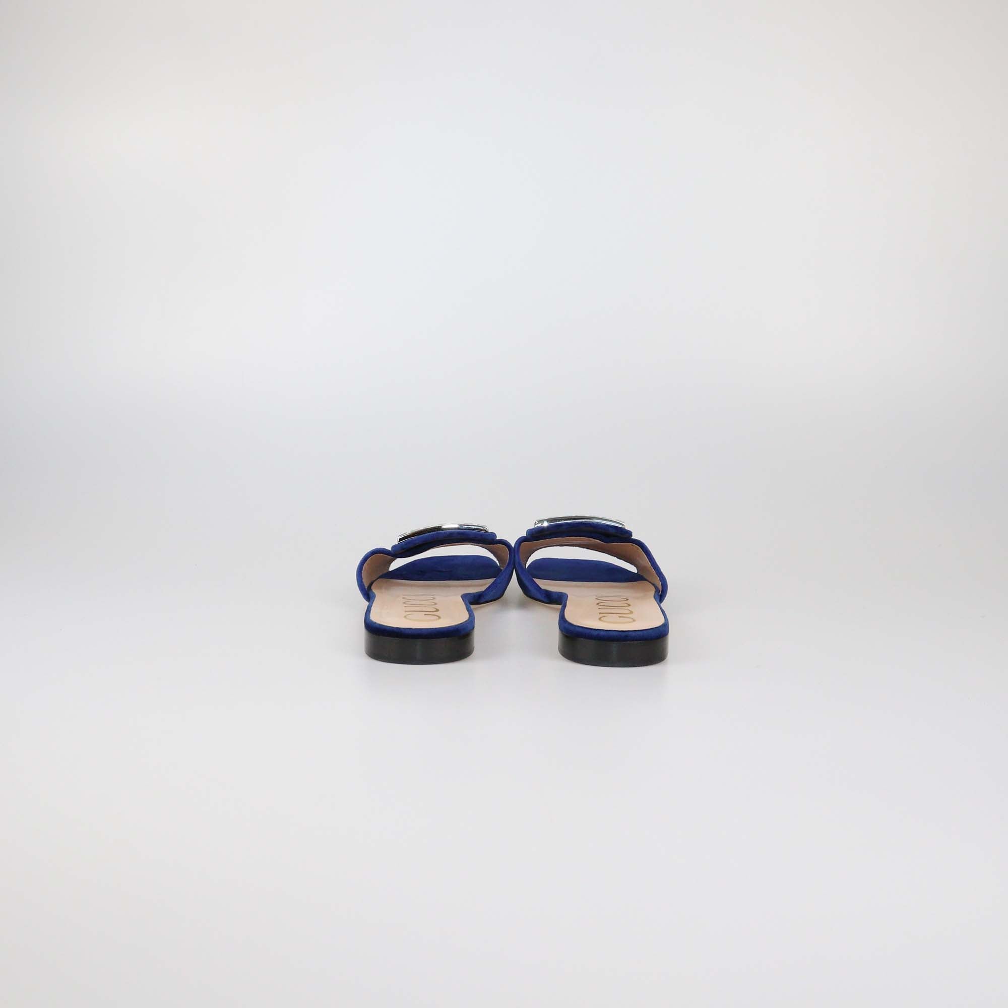 Gucci Blue Velvet Jewelled Madelyn Slide Sandals