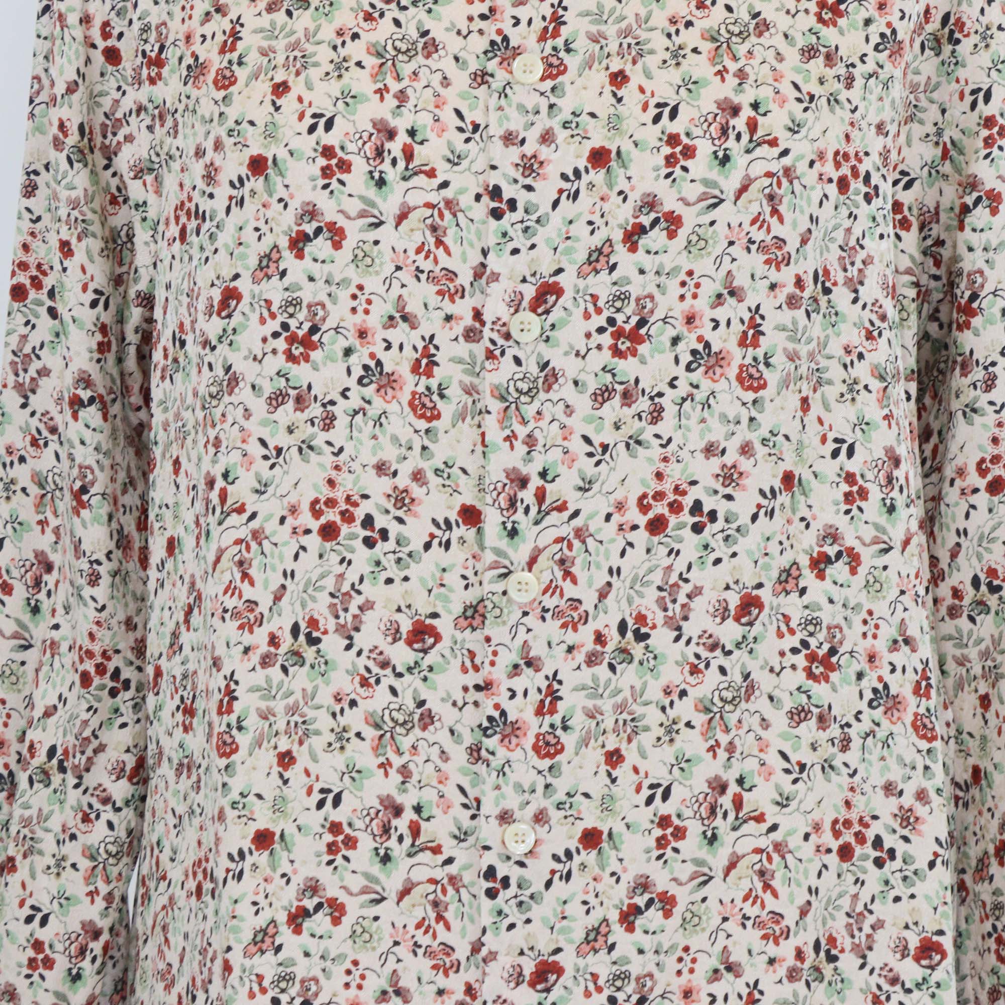 Loro Piana Multicolor Silk Floral Print Thea Long Sleeve Shirt