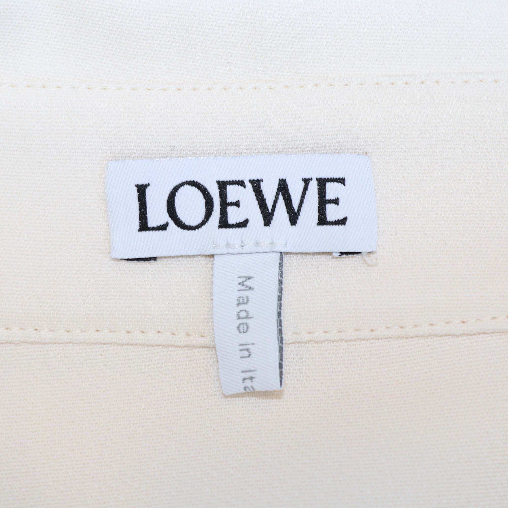 Loewe Cream Viscose Anagram Embroidered Double Front Pocket Long Sleeve Shirt