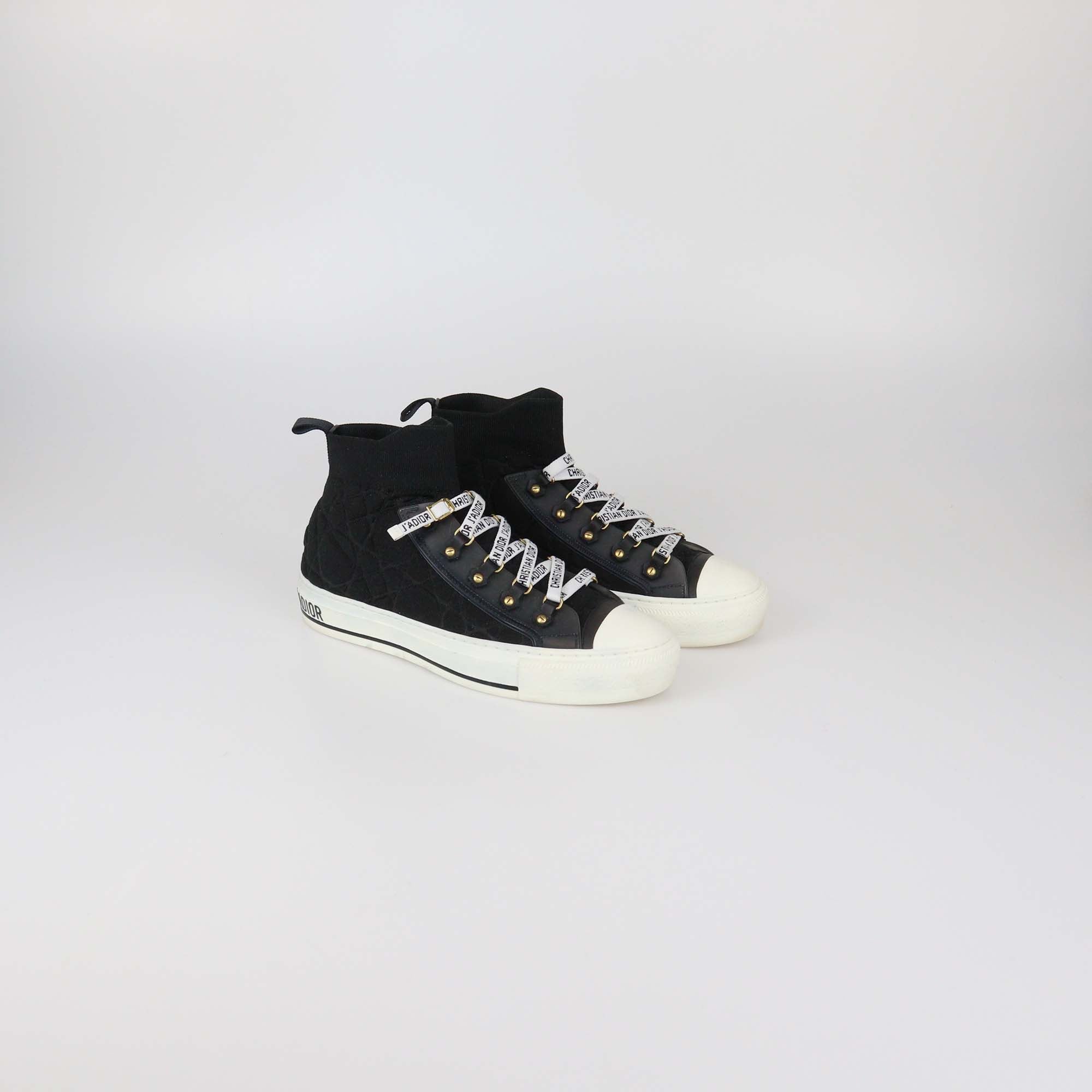 Christian Dior Black Cannage Technical Fabric Walk 'N' Dior High Top Sneakers