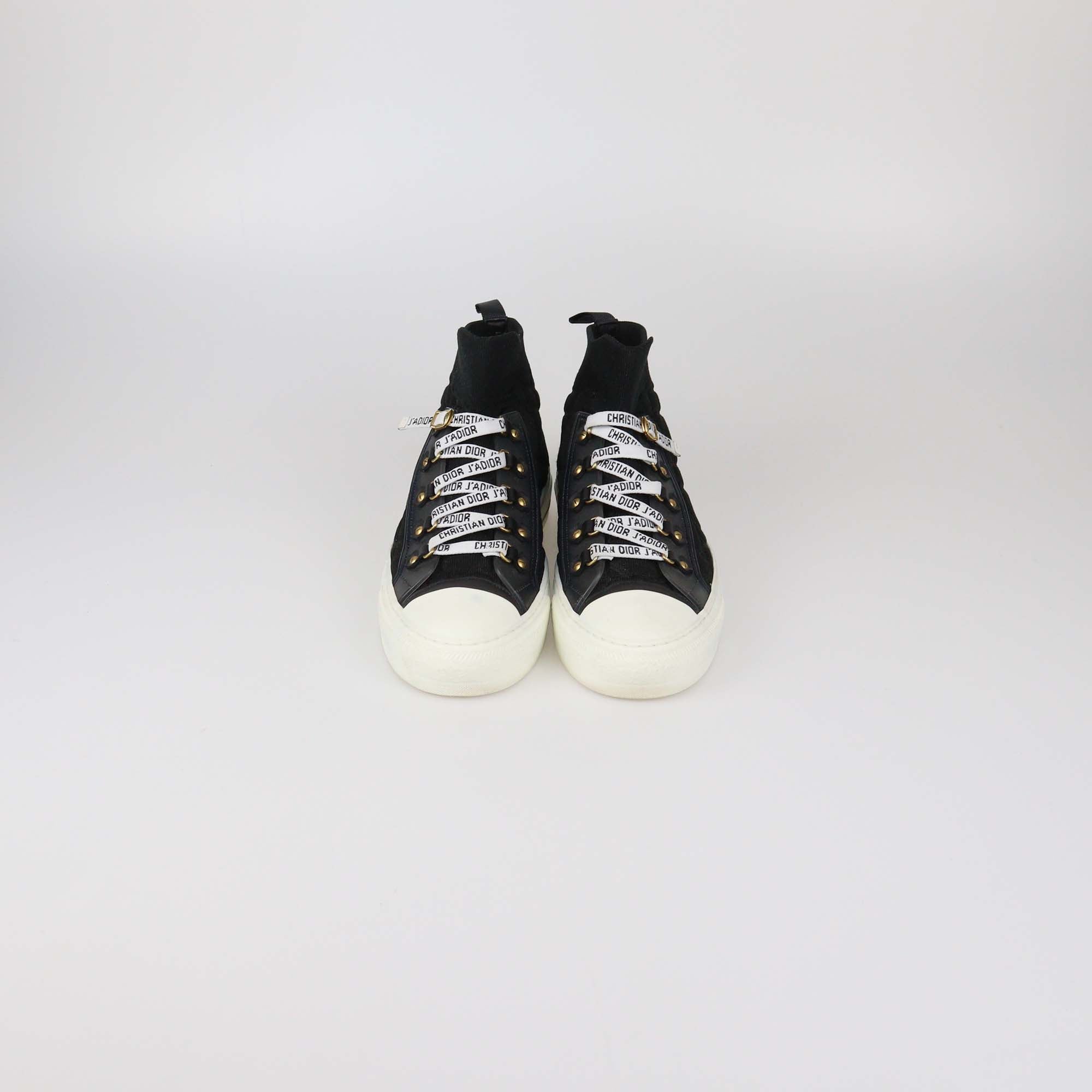 Christian Dior Black Cannage Technical Fabric Walk 'N' Dior High Top Sneakers