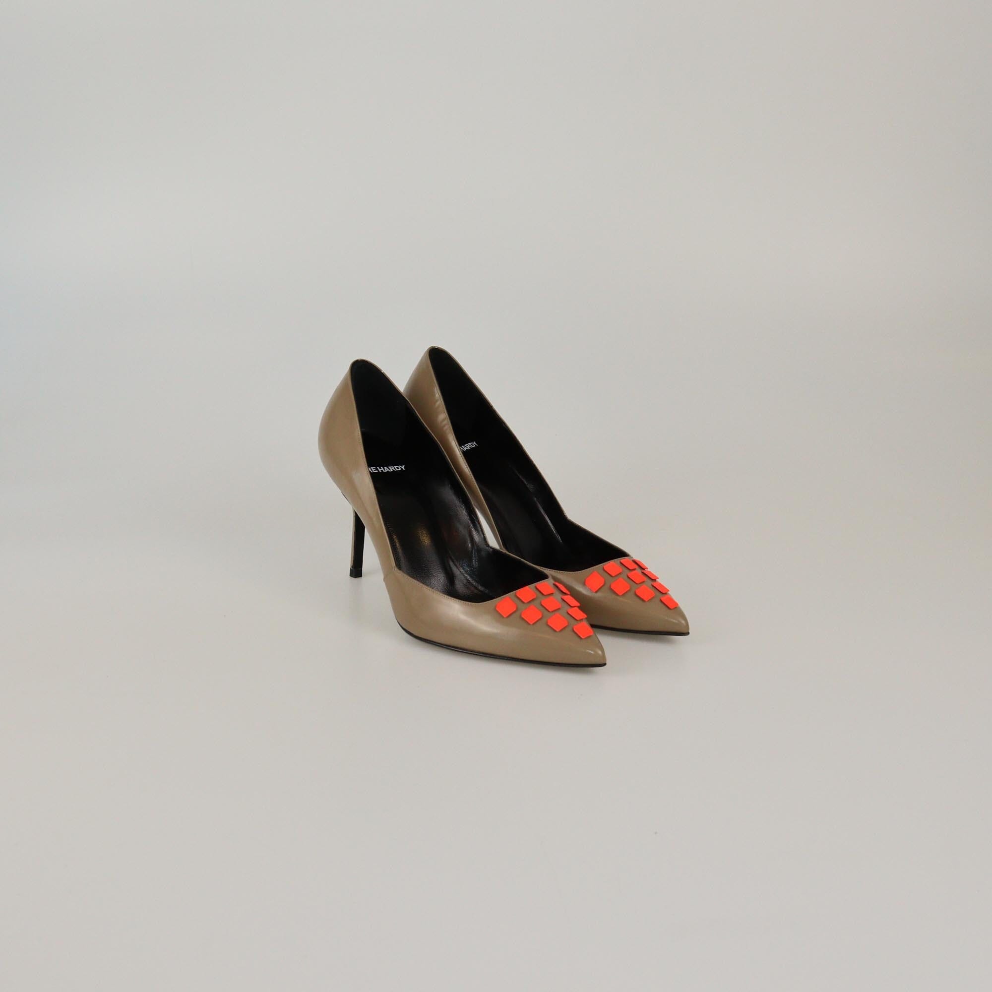 Pierre Hardy Beige/Neon Orange Patent D'Orsay Pumps Womens Pierre Hardy