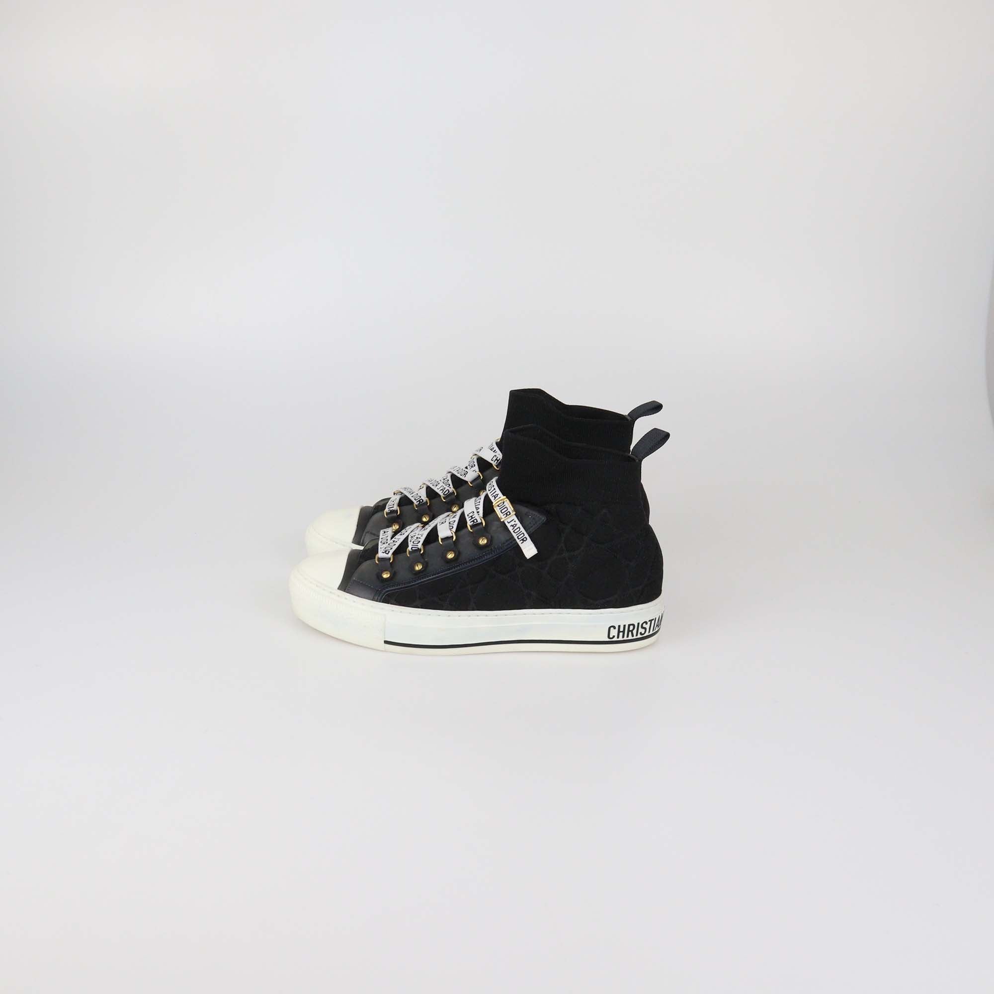 Christian Dior Black Cannage Technical Fabric Walk 'N' Dior High Top Sneakers
