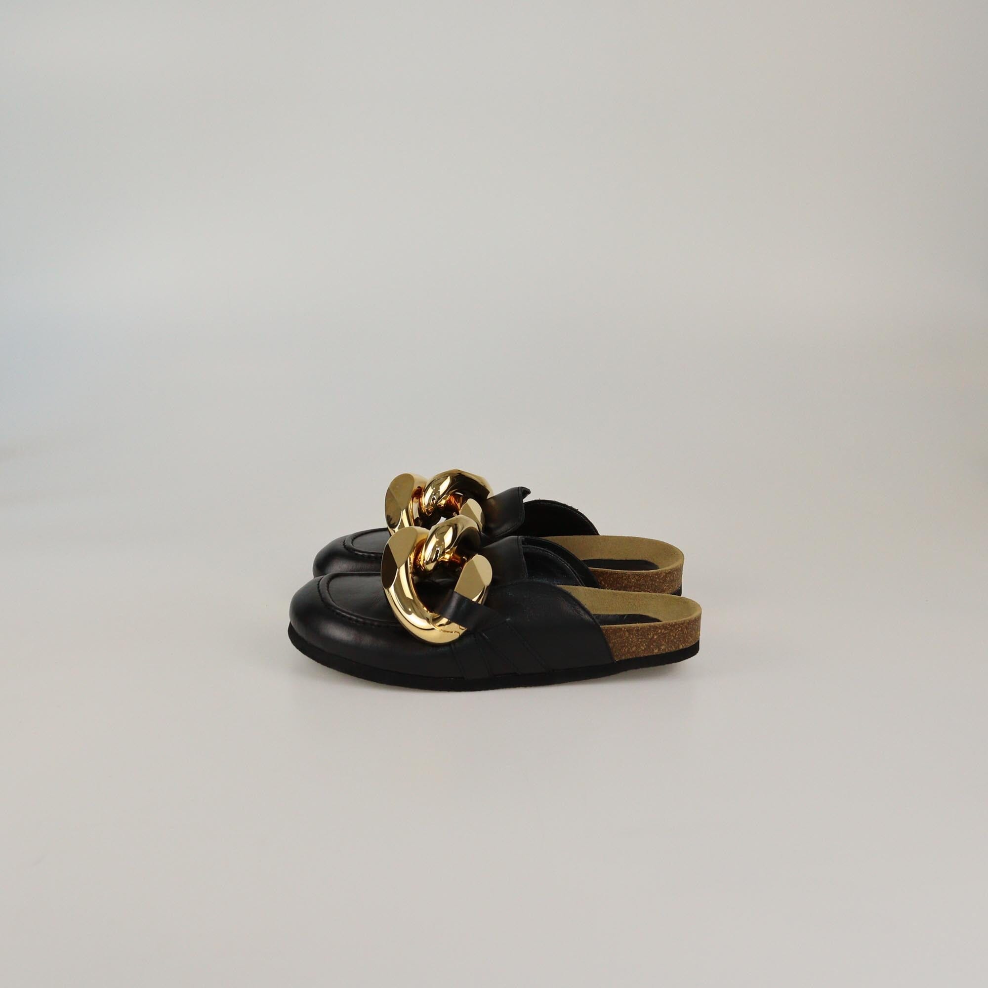 J.W.Anderson Black Chain Link Flat Mules Womens J.W.Anderson