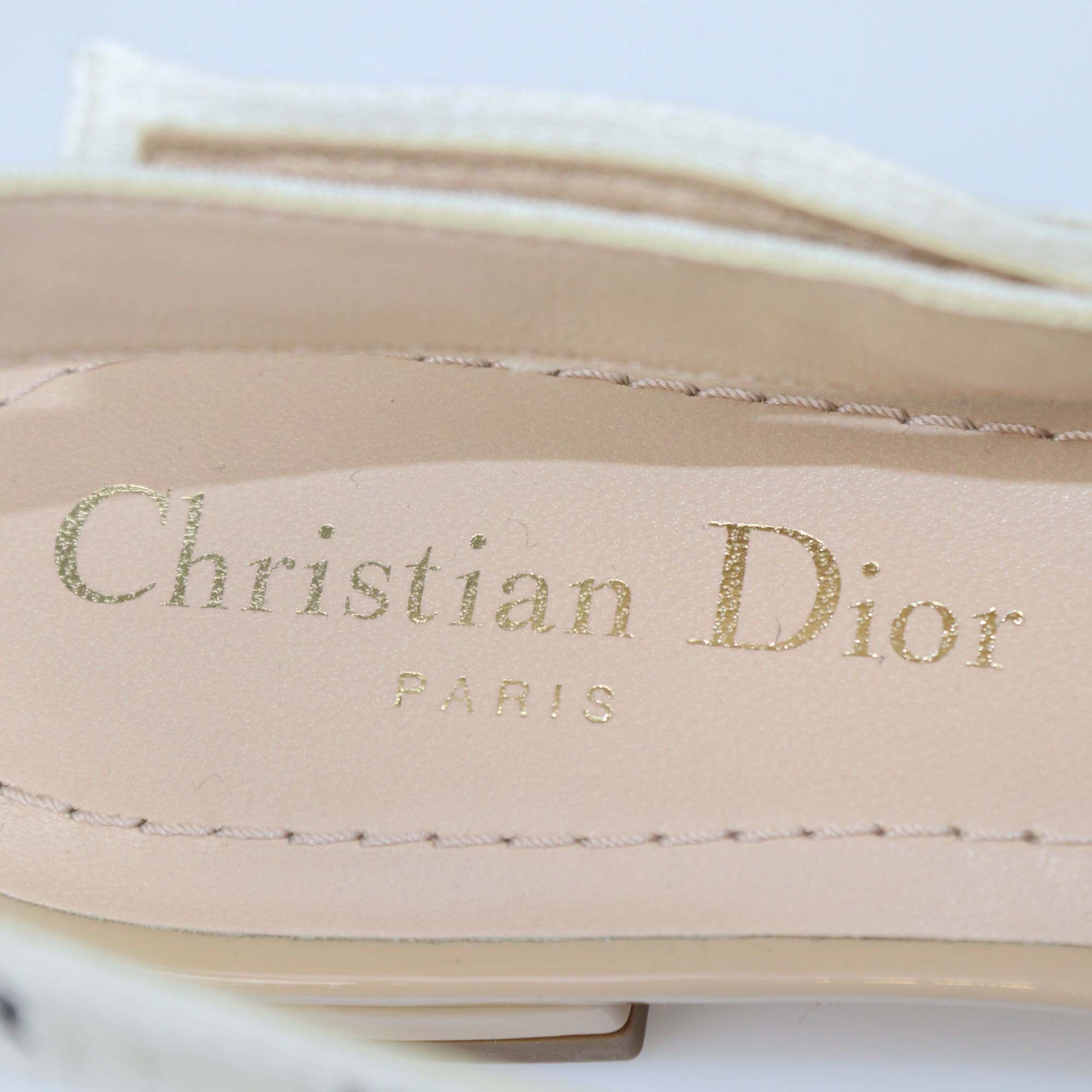 Christian Dior Beige Patent Leather J'Adior Slingback Flats
