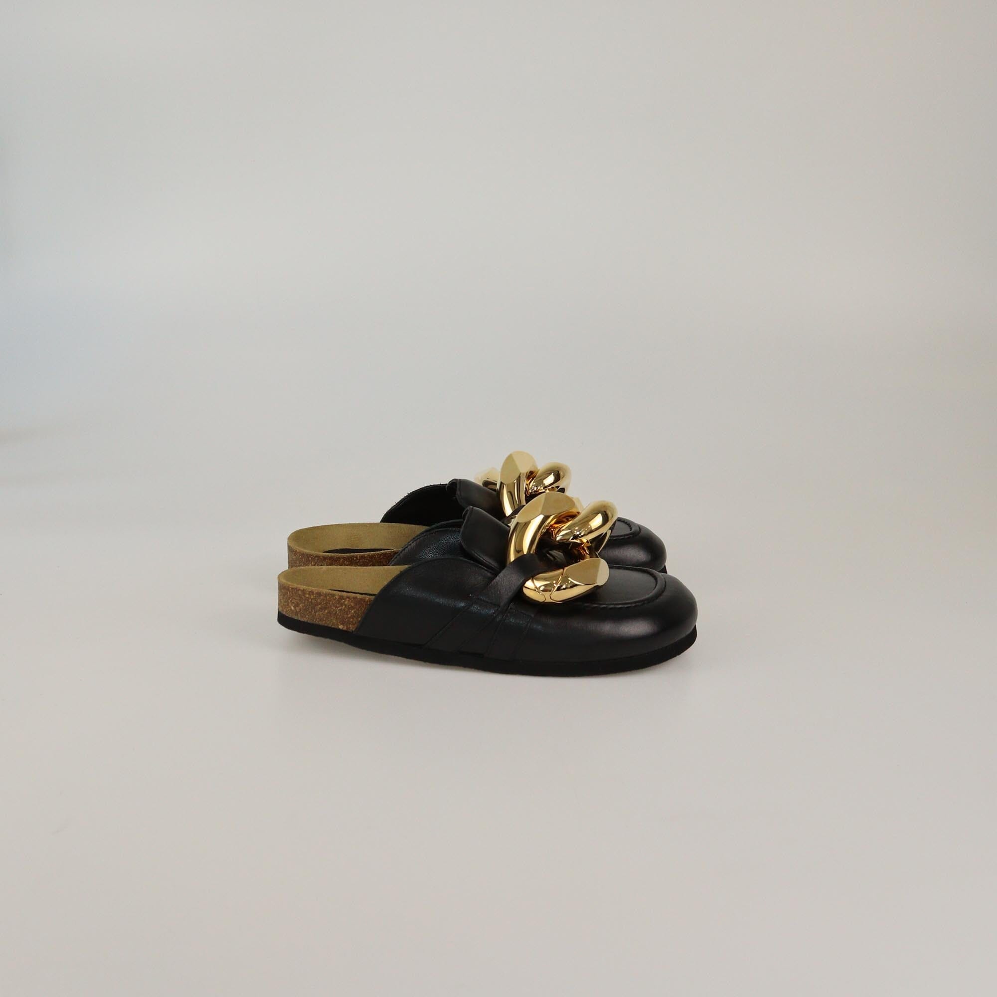 J.W.Anderson Black Chain Link Flat Mules Womens J.W.Anderson