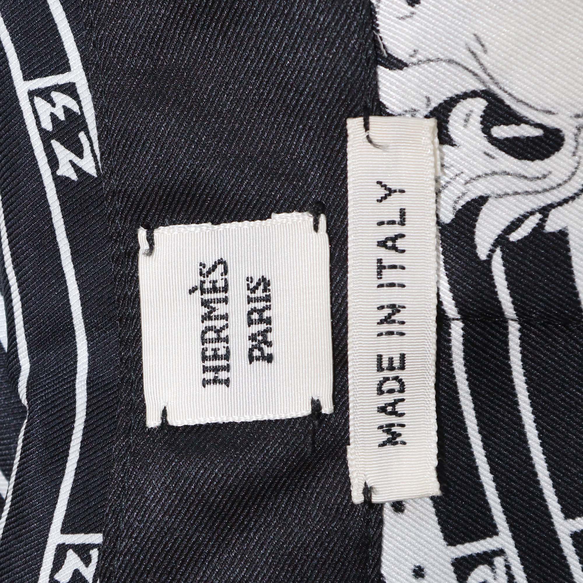 Hermes Black/White Silk Chemise Micro Astrologie Sleeve Shirt