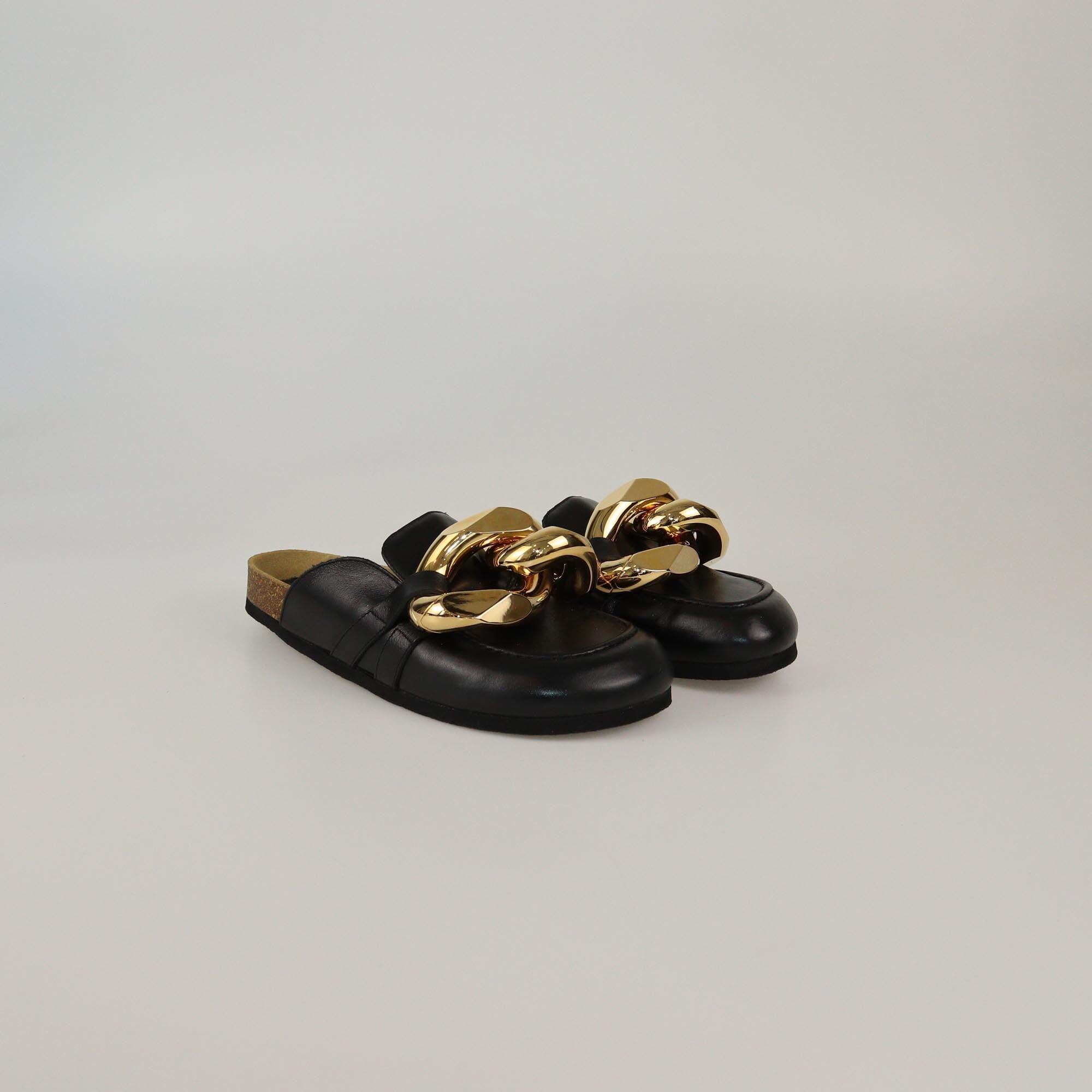J.W.Anderson Black Chain Link Flat Mules Womens J.W.Anderson