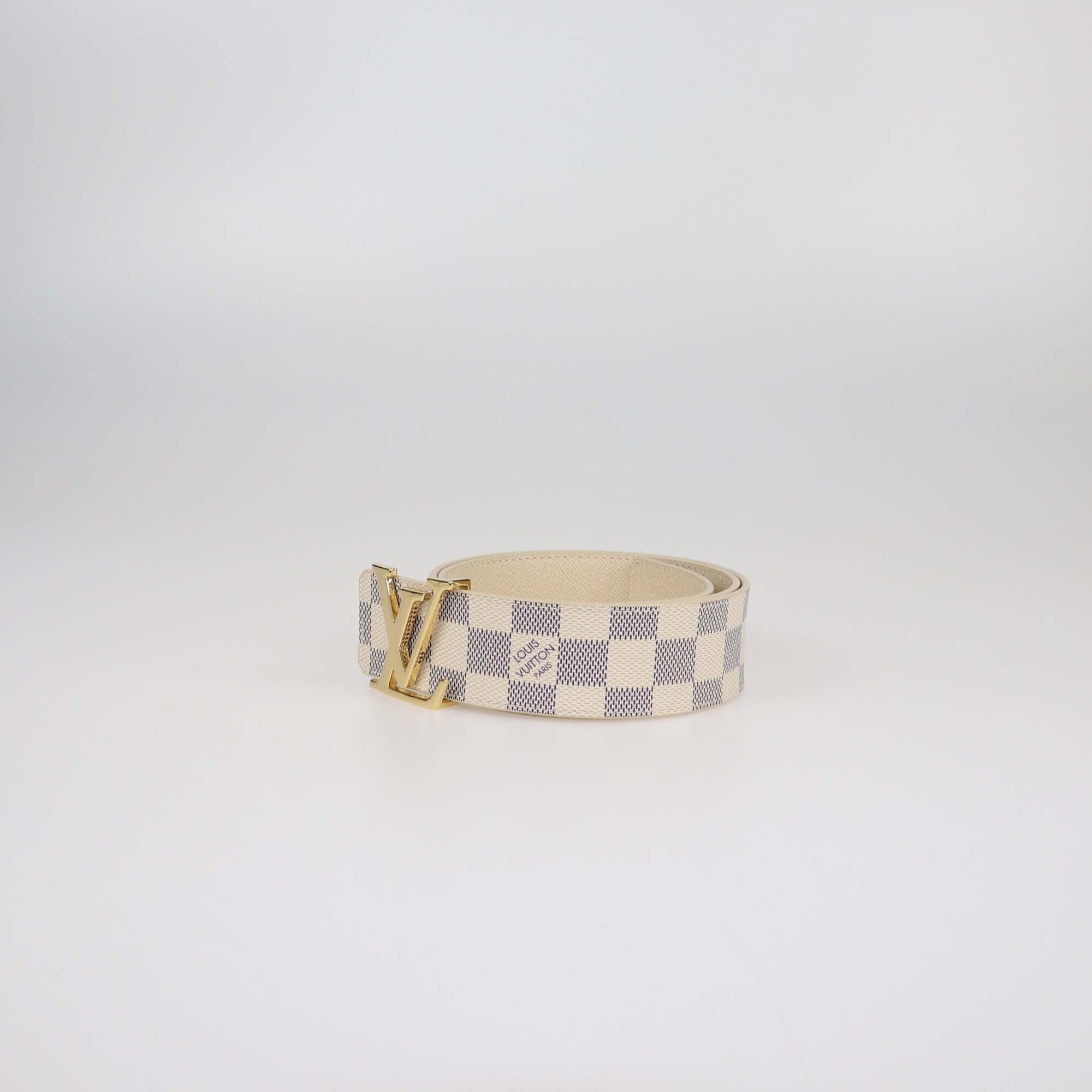 Louis Vuitton Damier Azur Canvas LV Initiales Belt 80 Womens Louis Vuitton